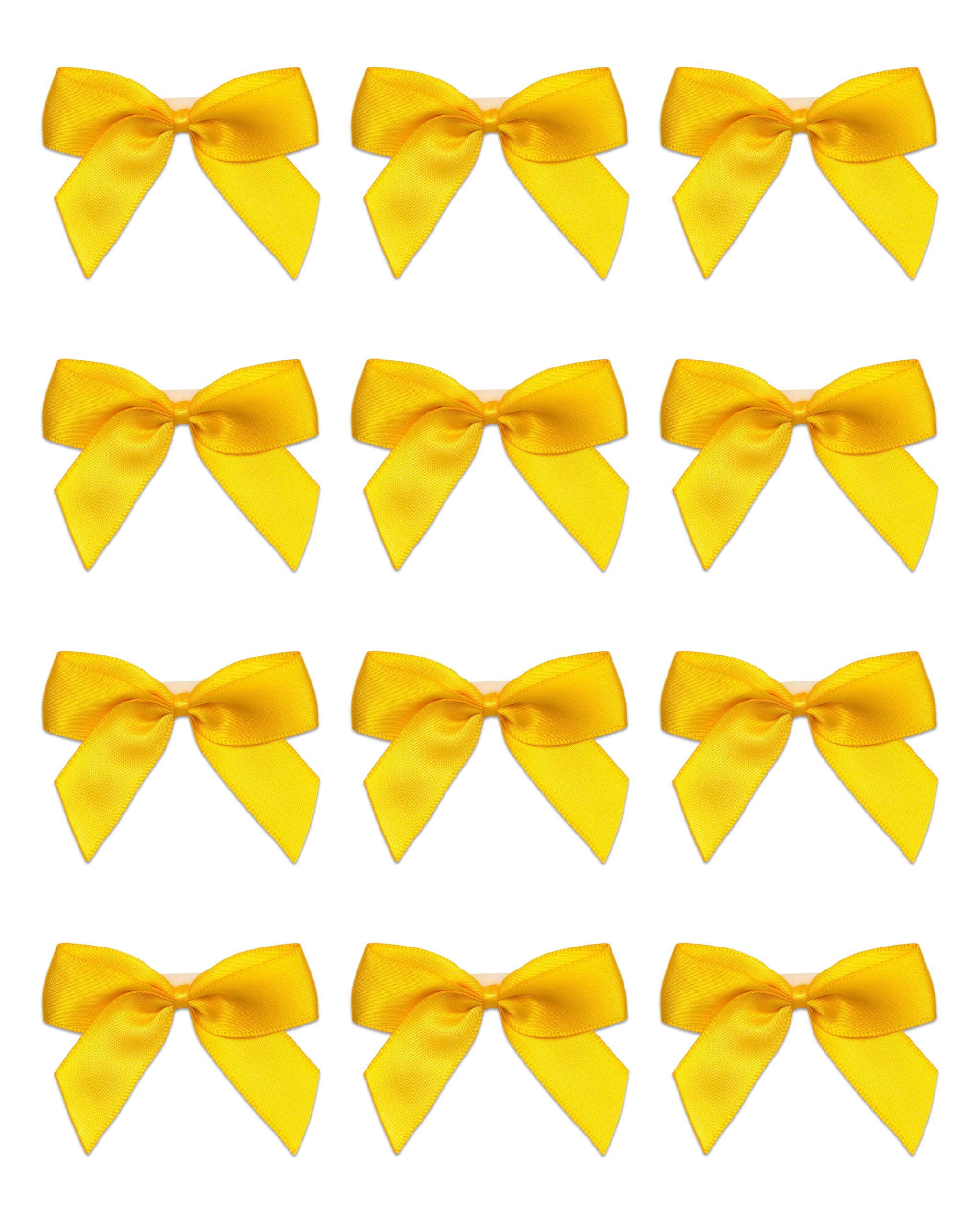Italian Options Small Satin Ribbon Bows, Self Adhesive Bow Decorations for Crafts, Gift Wrap, Hampers, Hair Bows, Wedding Stationery, Floristry, Christmas, Cakes, Crafting, Yellow Gold, 24 Pack, 5 cm — image 1