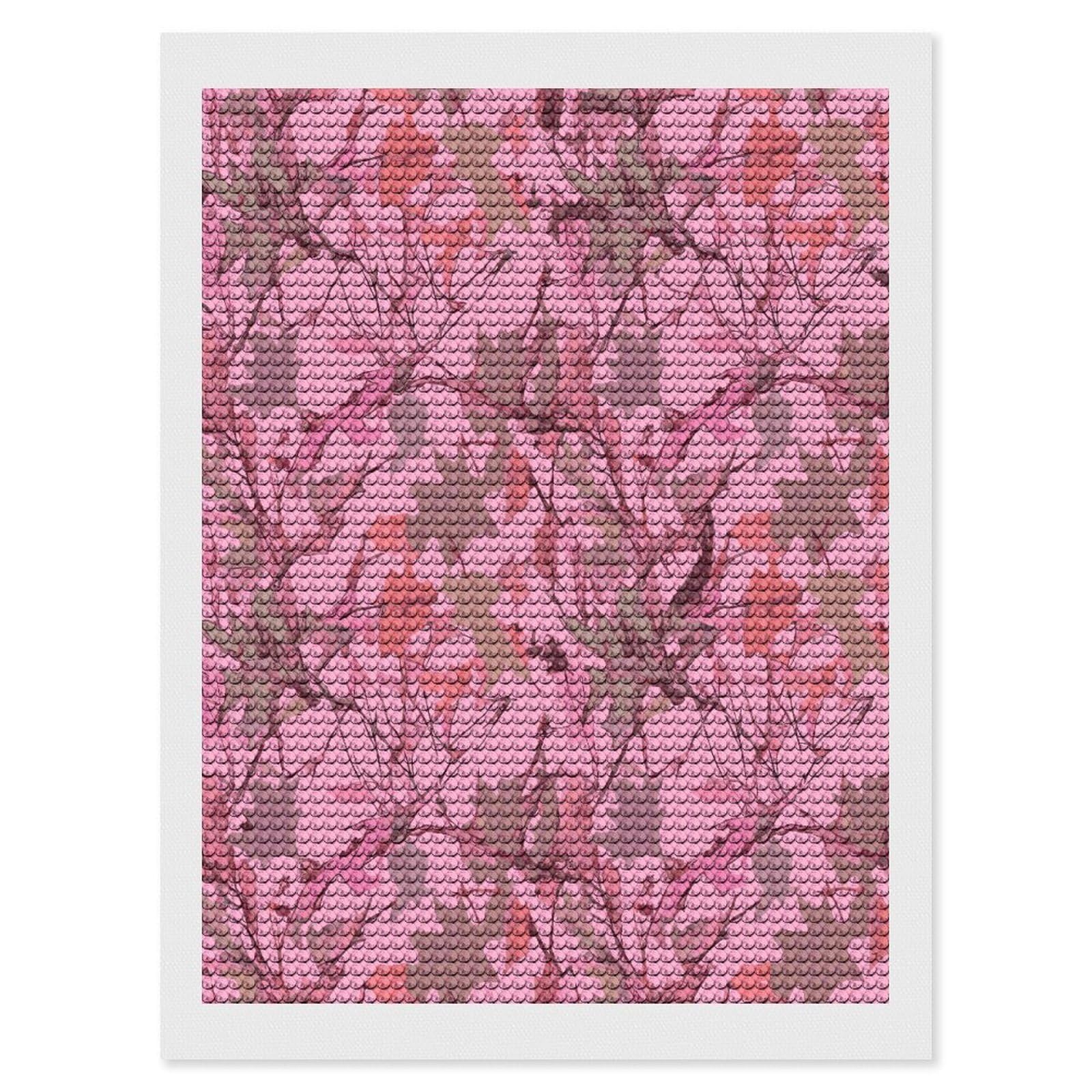FekiLoot Pink Leaves Camo Diamond Painting Kits for Beginners DIY Diamond Art Kits for Adults Full Drill Round Diamond Dot Gem Art Painting Fun DIY Crafts for Home Kitchen Wall Decor Gift 12"x16"