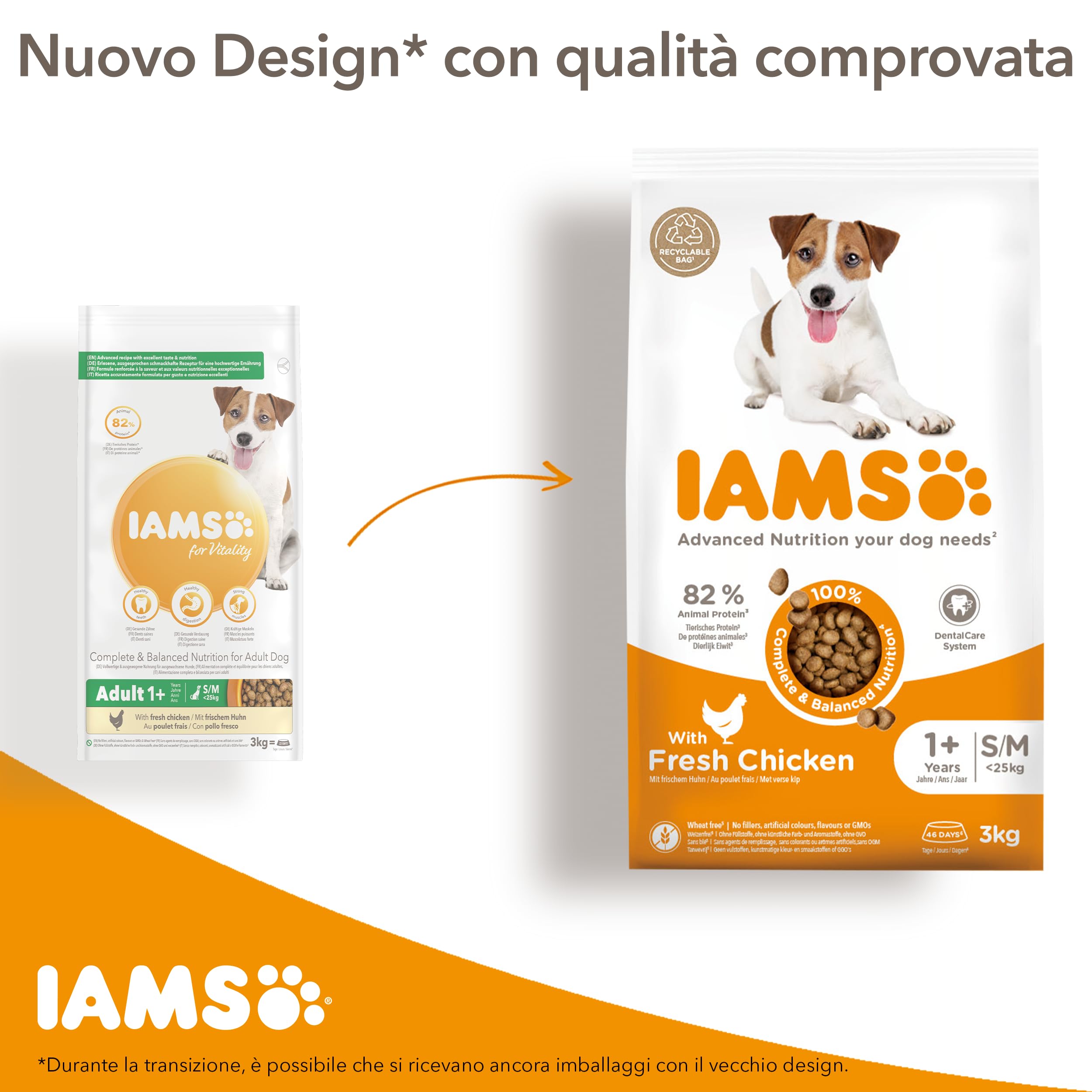 IAMS cibo secco per cani con pollo - Cibo secco per cani adulti a partire da 1 anno di età, adatto a cani di taglia grande, 12 kg