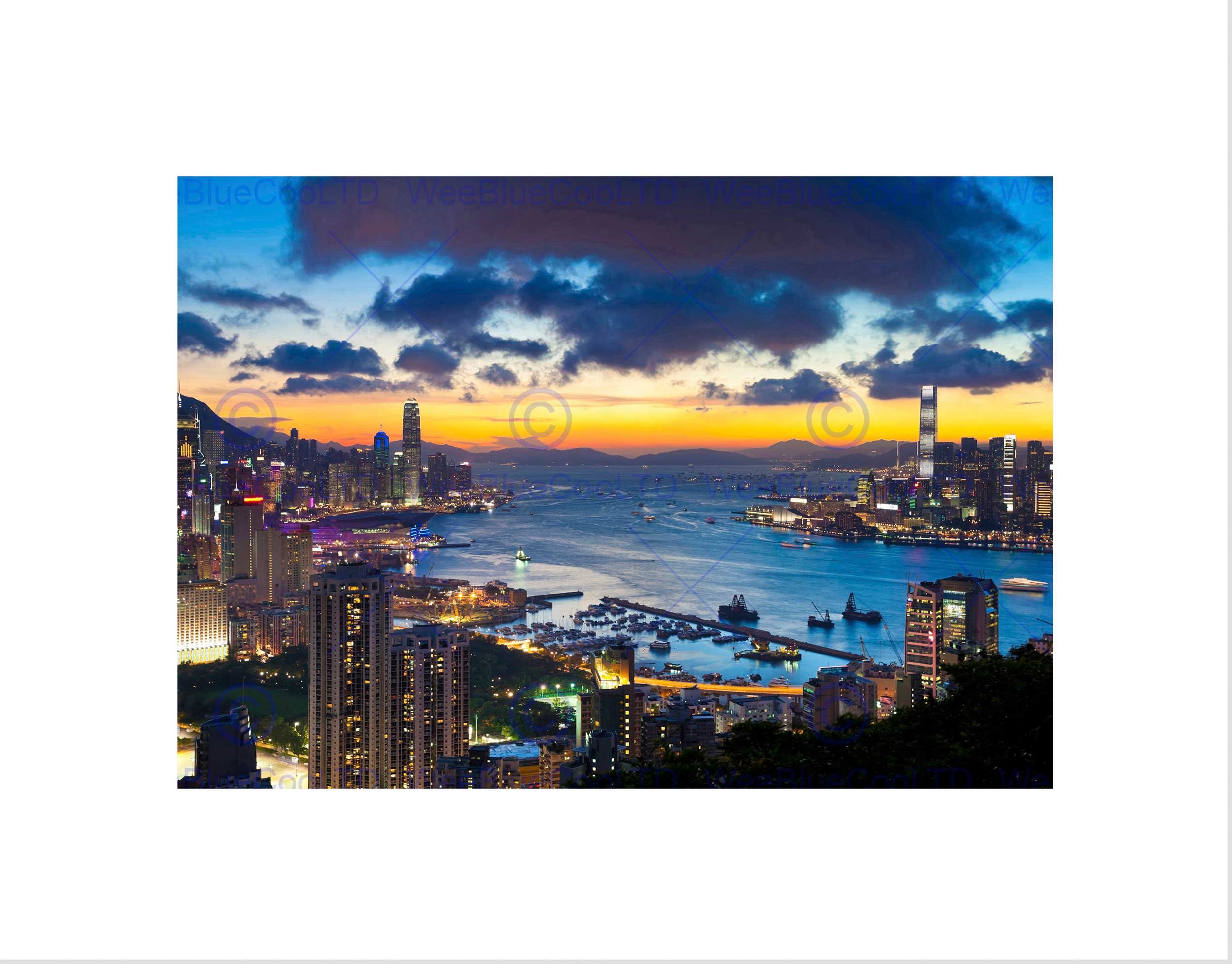 Wee Blue Coo Hong Kong Cityscape Skyline Night Art Picture Wall Art Print