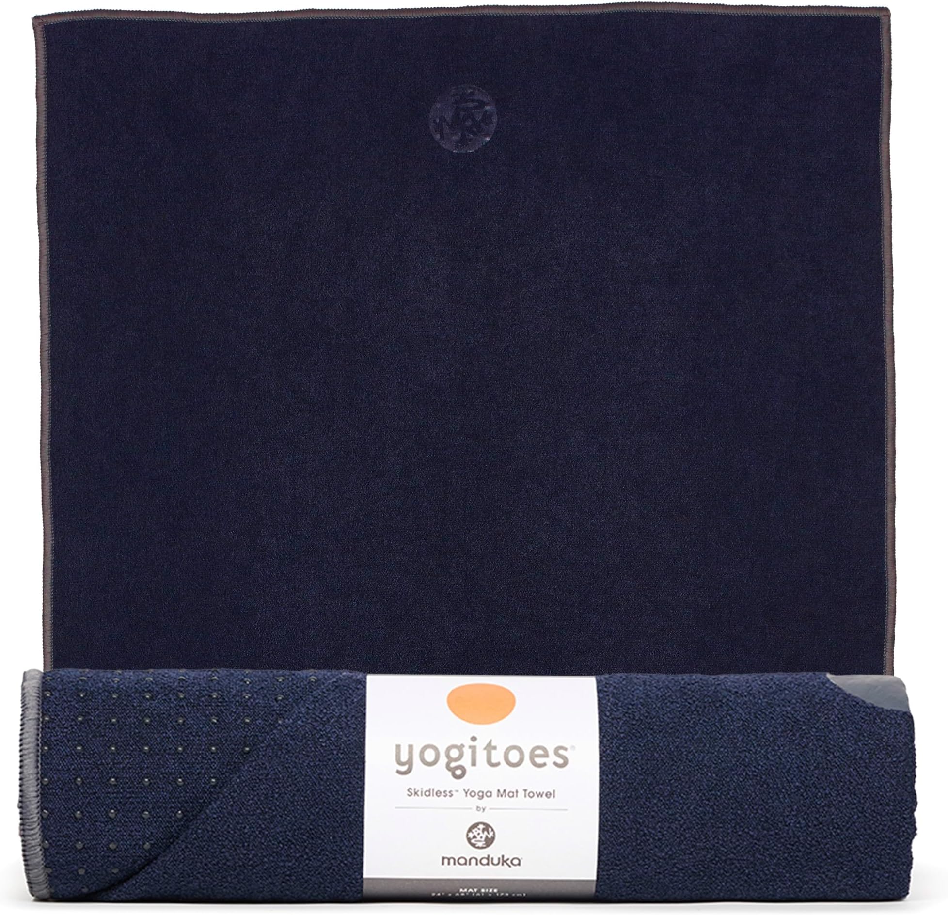Manduka Yogitoes Yoga Mat Towel - Non Slip, Sweat Wicking with Patented Skidless Technology, Highly Absorbent, Soft and Sustainable Mat Towel for Yoga, Pilates, Gym and Outdoor Fitness, Midnight, 71"