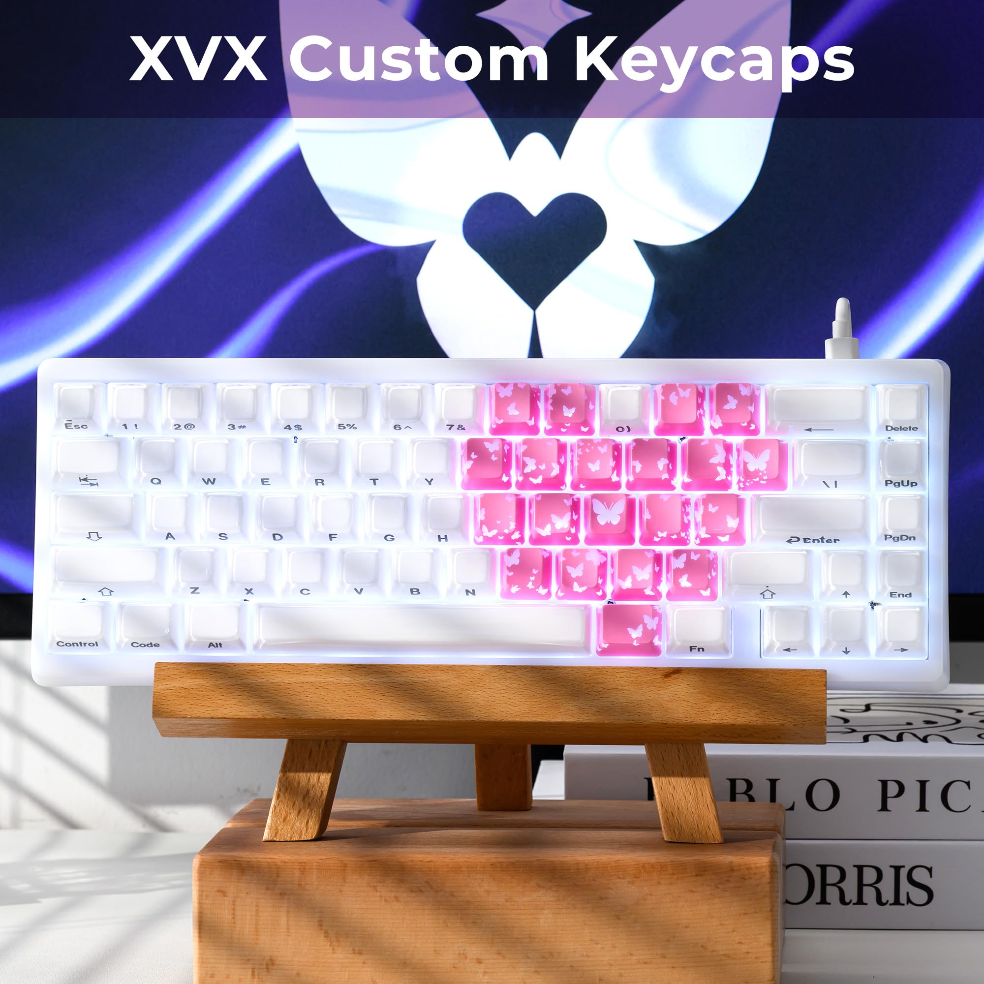 Amazon | HITIME XVX バタフライシャインスルーキーキャップ、ラブ