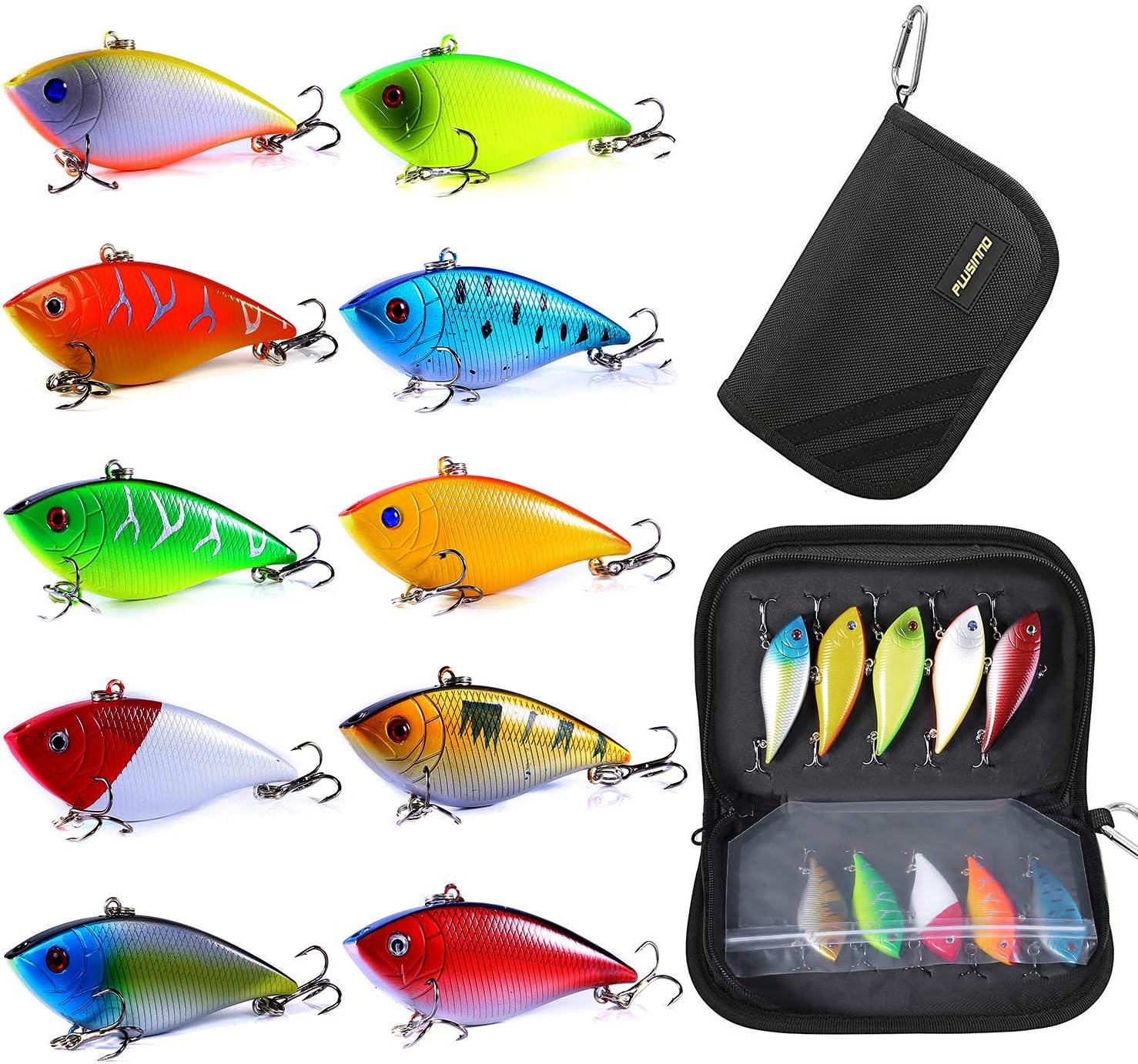 PLUSINNO Fishing Lures for Bass 16pcs Spinner Lures with Portable Carry Bag,Bass Lures Trout Lures Hard Metal Spinner Baits Kit