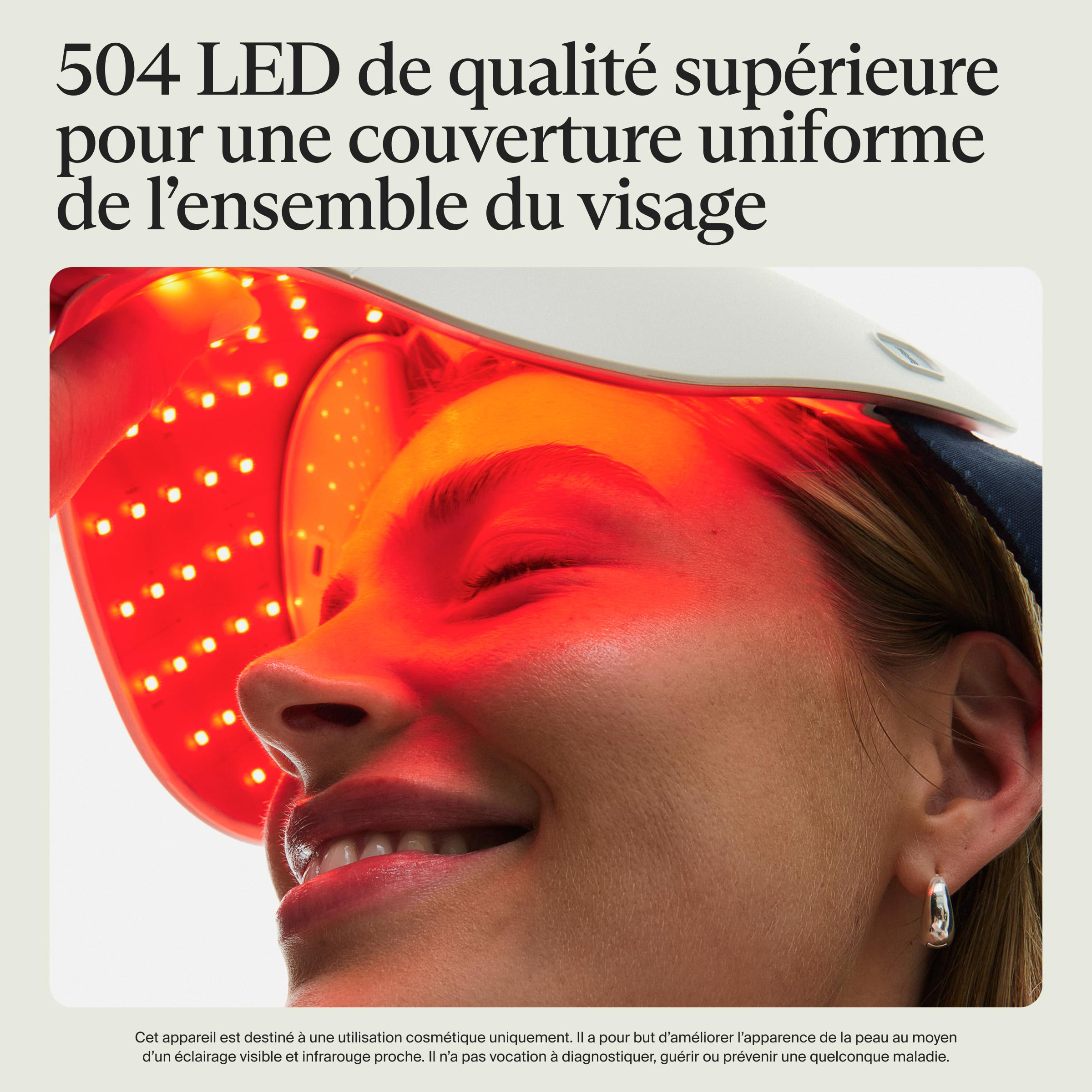 Therabody TheraFace Mask Glo | Masque LED sans Fil pour Les Soins de la Peau avec lumière Rouge, Bleue et Infrarouge et Massage apaisant du Cuir chevelu pour Une Peau radieuse et éclatante