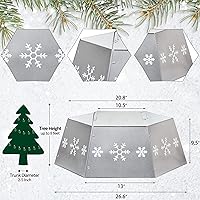 Vista 2 de Blissun Anillo de metal para árbol de Navidad, collar de árbol de Navidad con copo de nieve impreso, soporte base de falda de sauce para decoración