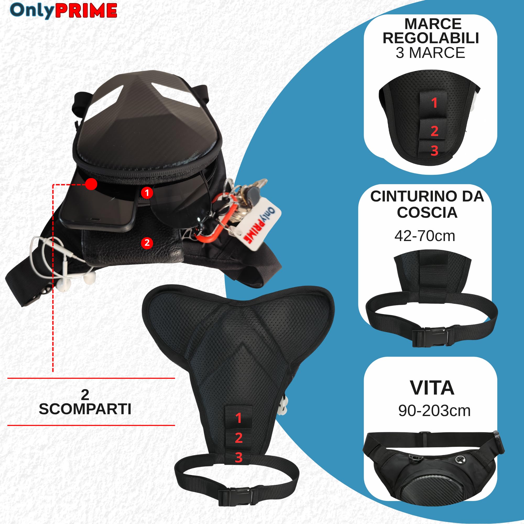 Marsupio da Gamba Tattico Impermeabile per Moto Uomo – Borsello Gamba Resistente con Copertina Rigida