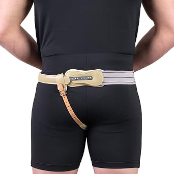 Truform-OTC Hernia Truss, Single Spring, Scrotal Pad Compression, Elastic, Inguinal Support for Men, 36 inch Hip (Left)