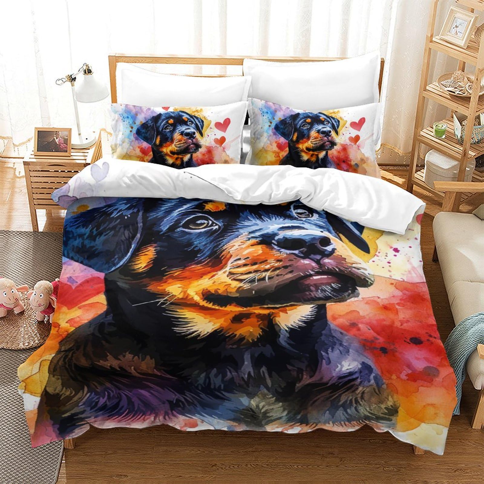Housse de couette chien Rowena en microfibre super douce 140x200cm
