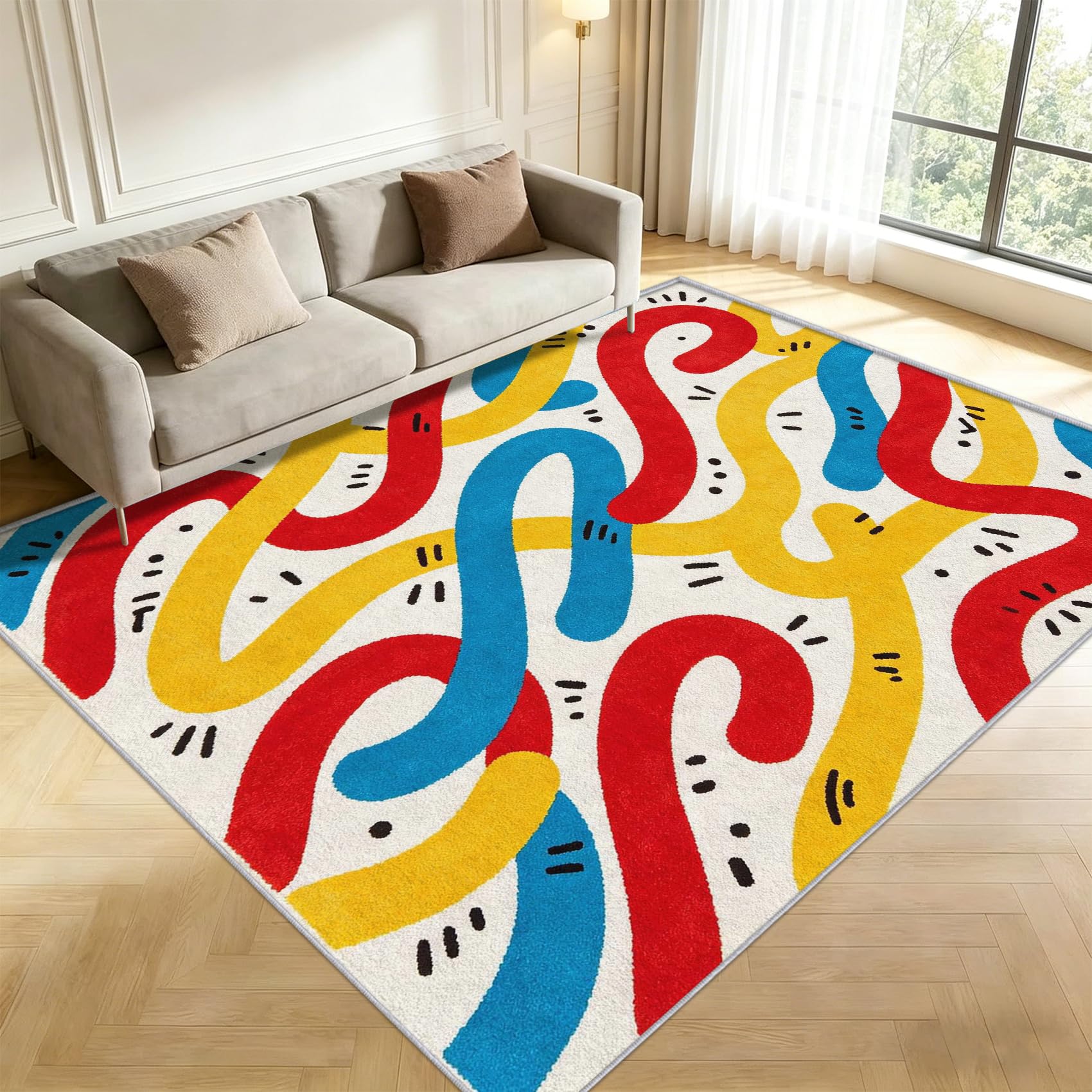 Tapis Salon 160x230cm Vagues Abstraites Impression HD 3D