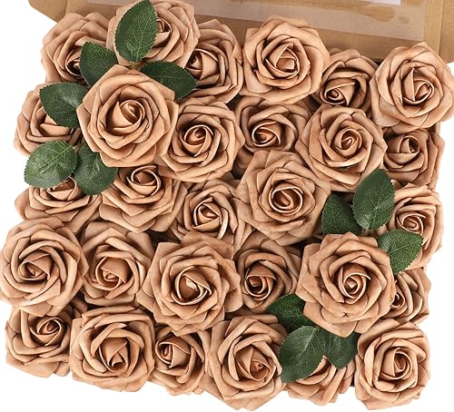 Miniatura 58 de MACTING Flores Artificiales Rosas 30PCS Tacto Real Flores Falsas con Tallo Rosa de Espuma Arcoíris para Bricolaje Ramos de Novia de Boda Centros