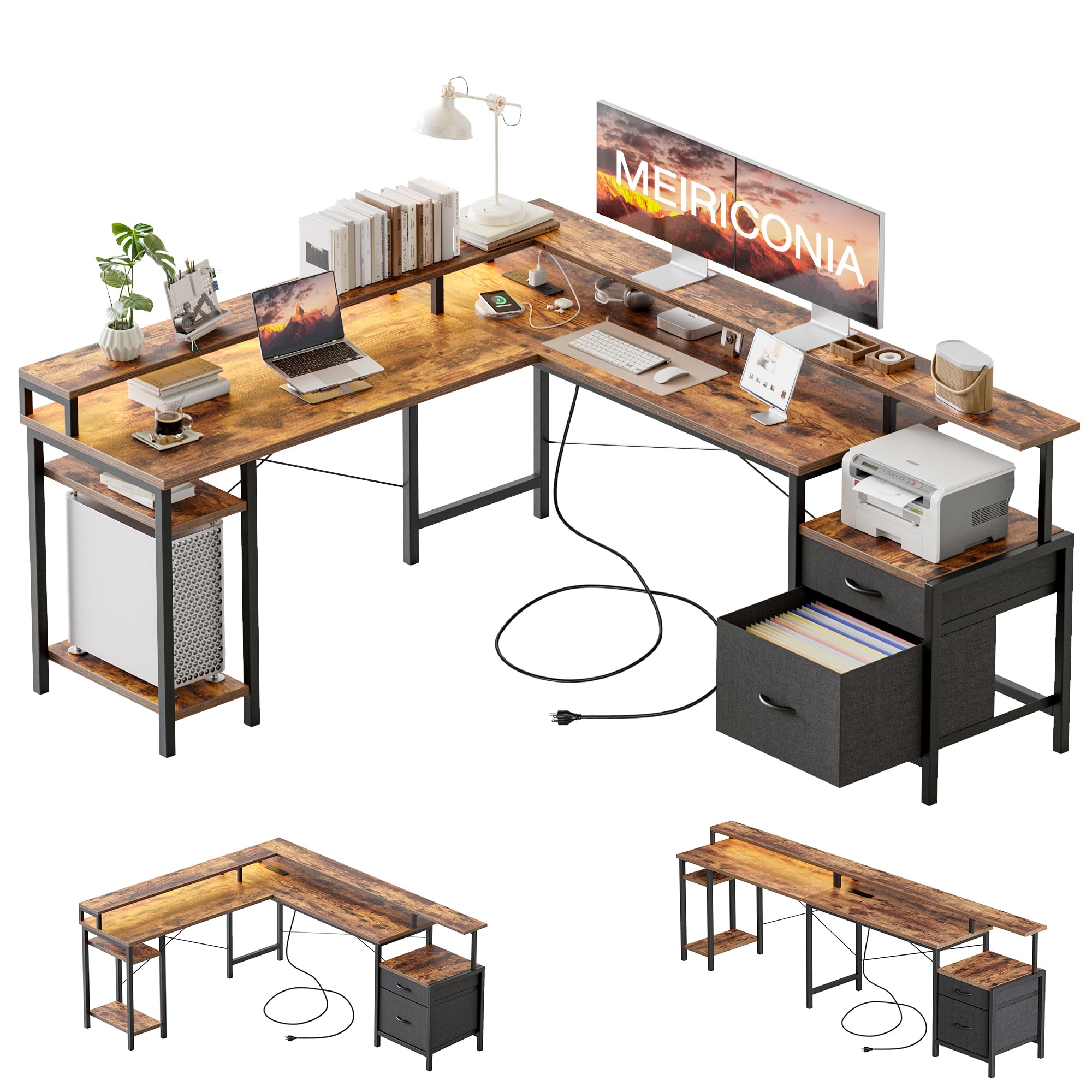 L Shape Gaming Desk Mericonia 190 Cm Computer Desk With Wheels ...