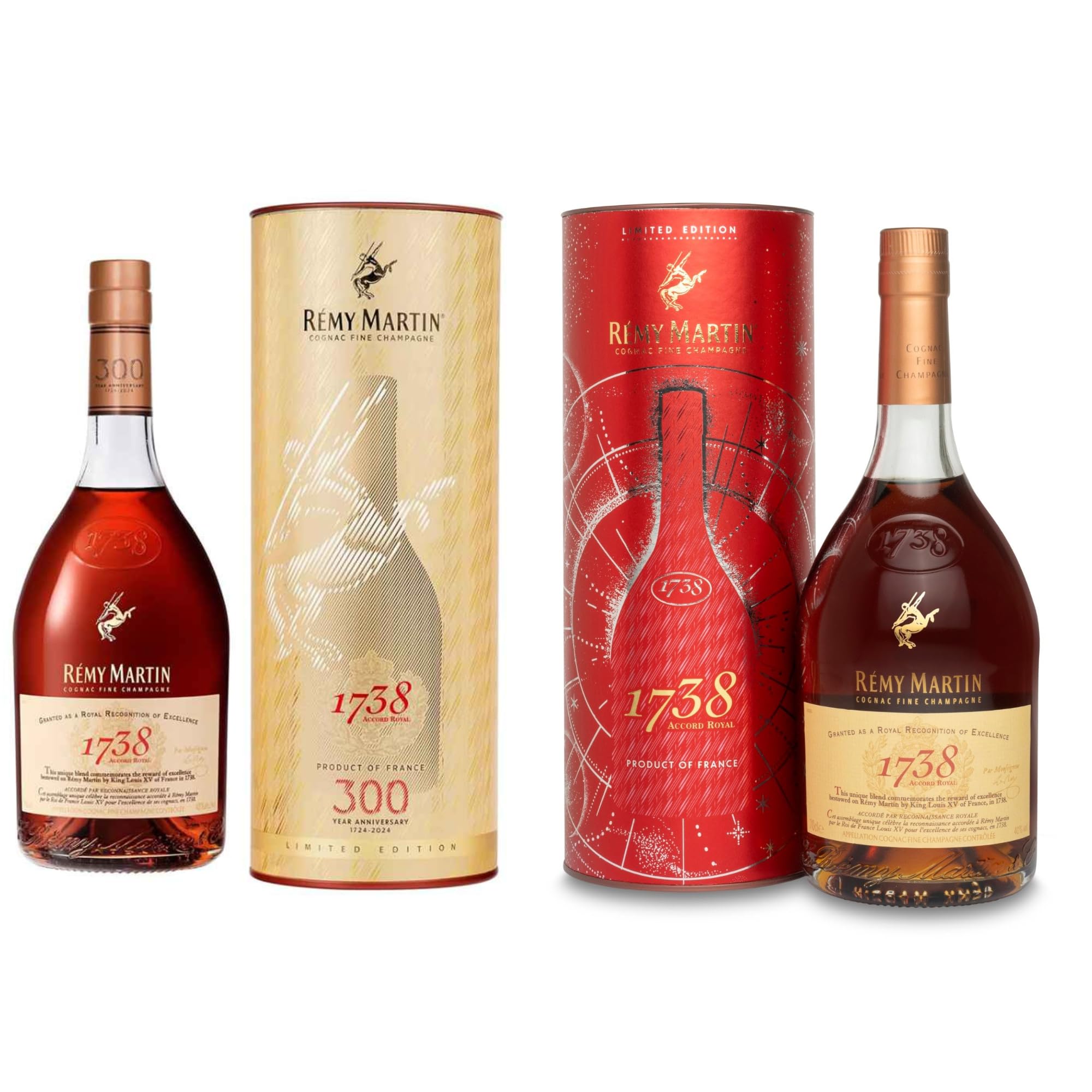 REMY MARTIN 1738 ACCORD ROYAL LIMITED EDITION COLLECTIONS (2 X 70CL) WITH GIFT TUBES | 300 YEAR ANNIVERSARY EDITION | REACH FOR THE STARS EDITION |