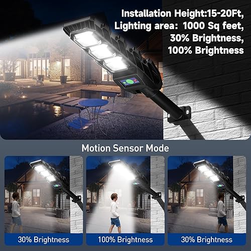 Miniatura 2 de Luces solares para exteriores, impermeables, 6500 K, 40000 lúmenes, luces de calle para exteriores del atardecer al amanecer, luz de inundación