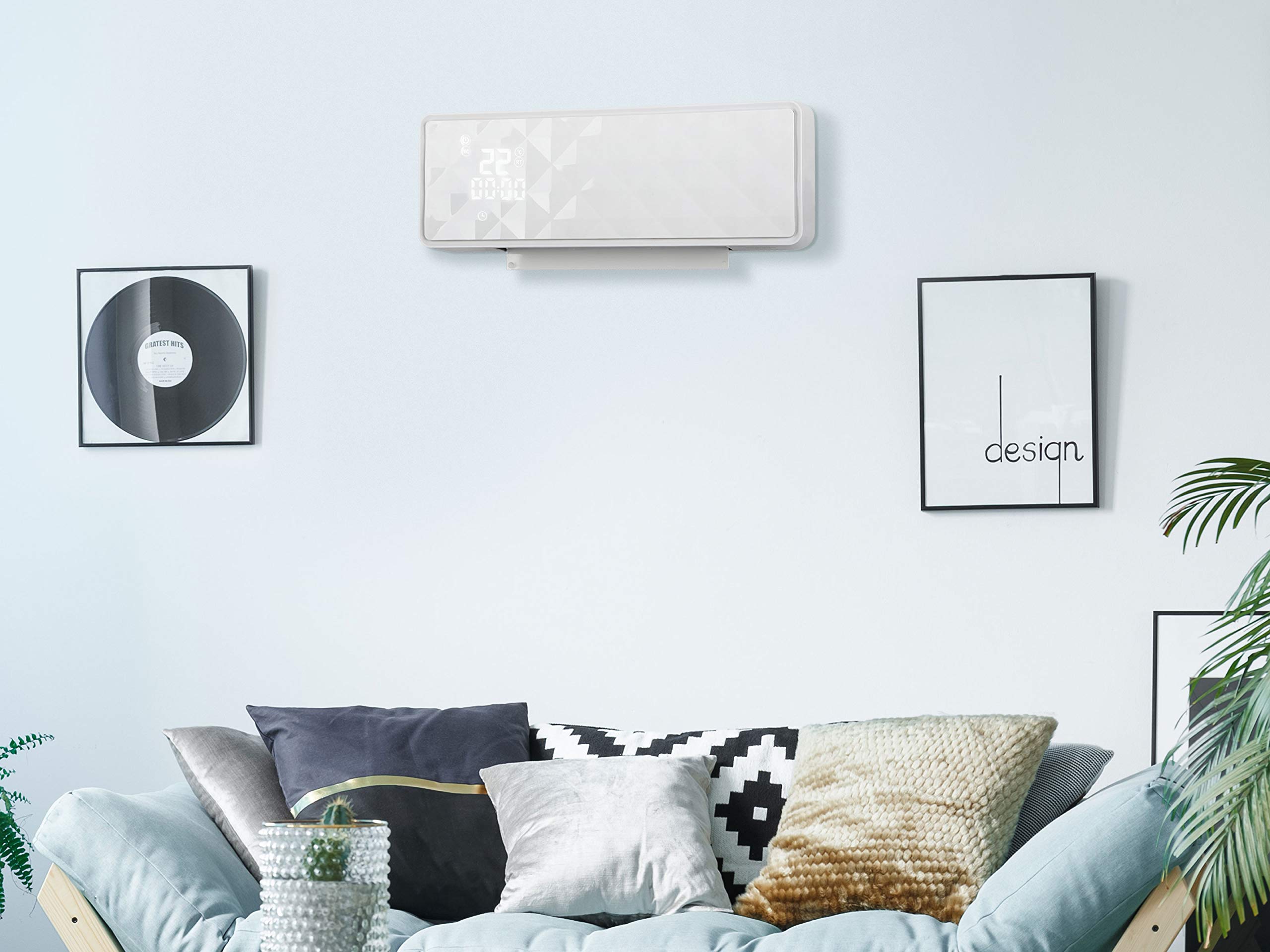 PUR LINE | Riscaldatore da parete in ceramica da 2000 W, display digitale, telecomando - Riscaldatore da parete in ceramica da 2000 W con timer settimanale e protezione contro il surriscaldamento