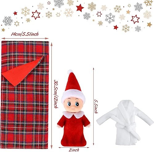 Miniatura 3 de Skylety Juego de muñecas navideñas de 2 piezas, gemelas, saco de dormir, albornoz, rojo, verde, blanco