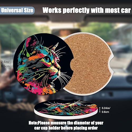 Miniatura 2 de Portavasos para automóvil, posavasos de cerámica absorbente para gatos, posavasos de cerámica absorbente para bebidas, accesorios interiores de