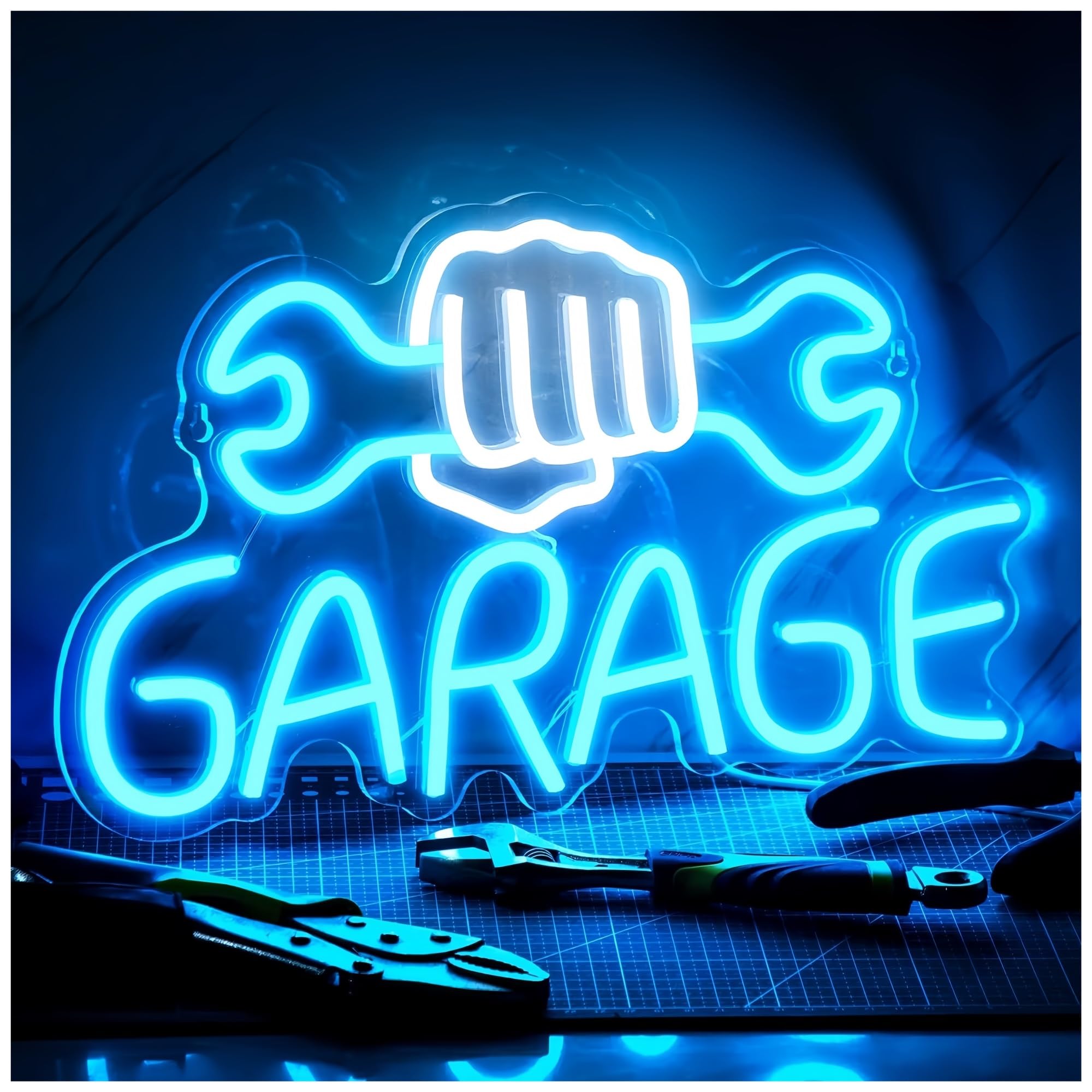 Zynther Neon lamp for Wrench Neon Sign for Wall Decor Light Suitable for Garage Party Bedroom(40x23cm)