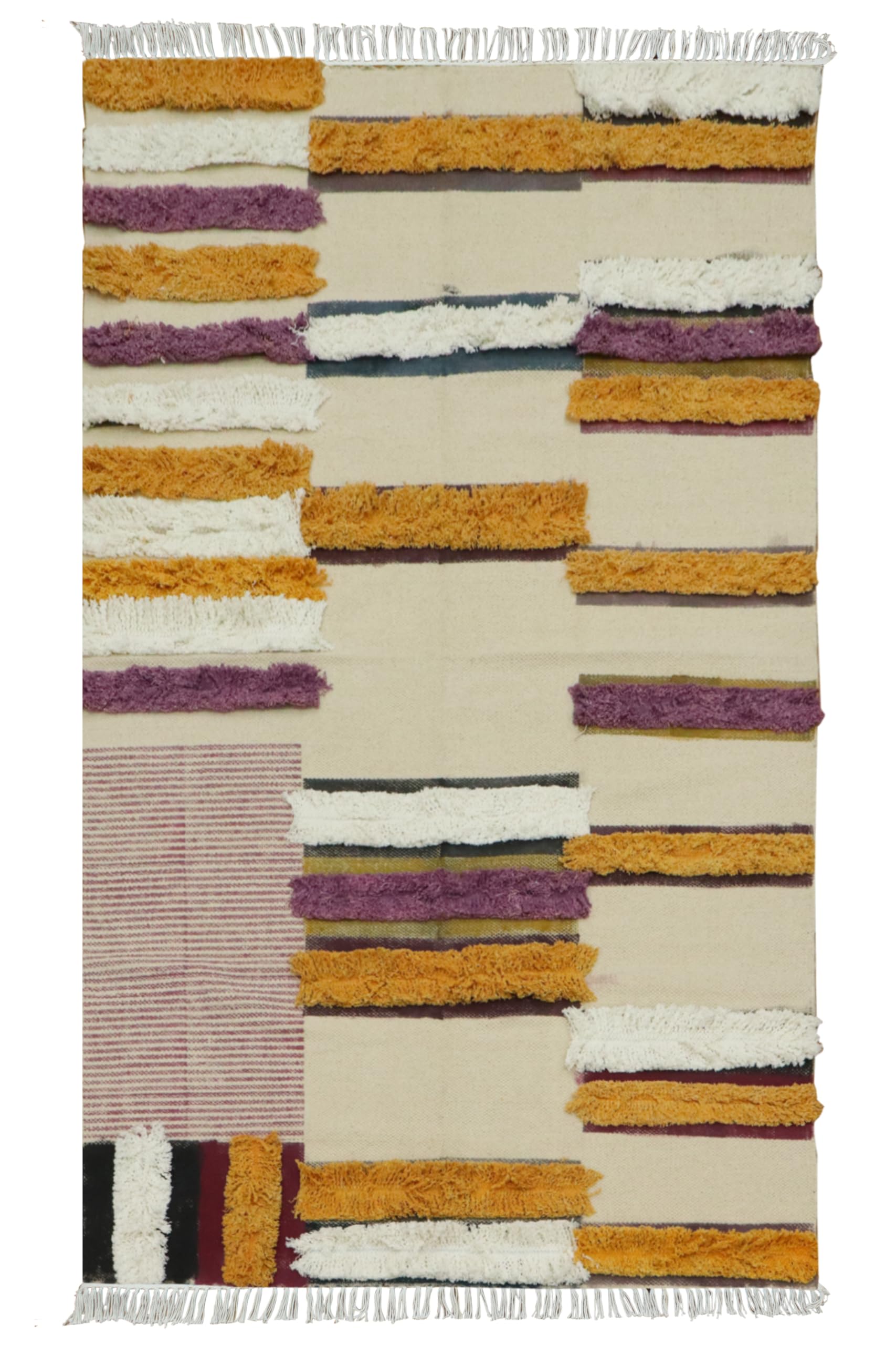 Kelim Teppich, 25,4 x 45,7 cm, für Wohnzimmer, Flachgewebe, Beige, mehrfarbig, Baumwollteppich, Stickerei, waschbar, Dhurrie, für drinnen und draußen, Boho, Rus für große Fläche, Esszimmer,