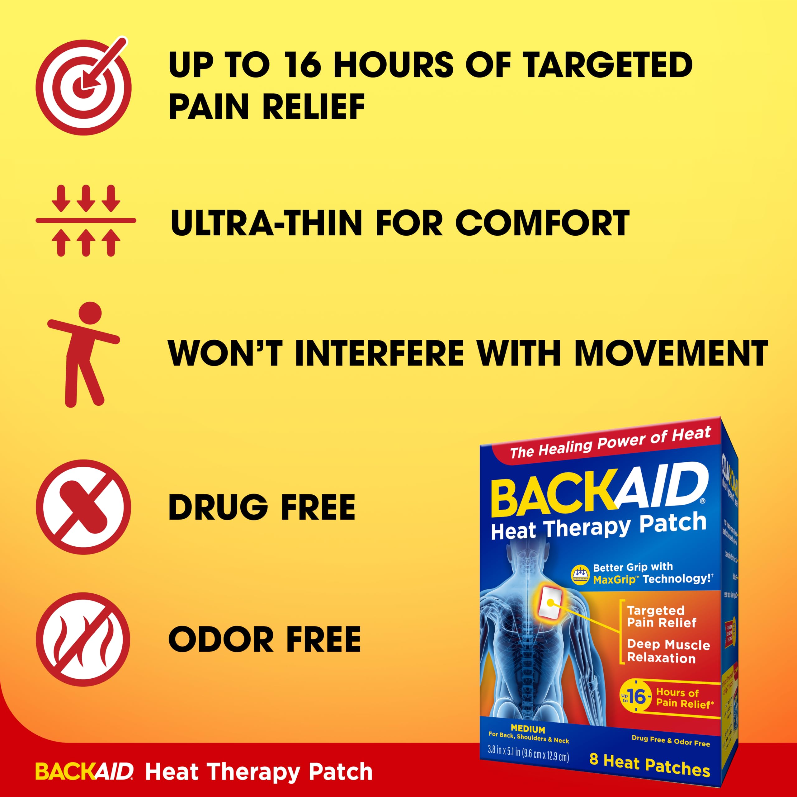 Backaid Heat Therapy Patch, Air-Activated Therapeutic Heat, Medium for Back, Shoulders, and Neck Pain Relief, 8 Count — Amazon image 5
