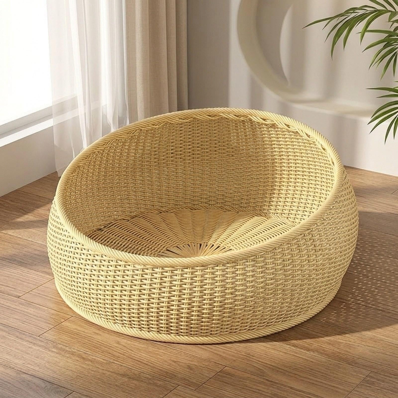 Cuccia per Gatti Fatta a Mano, Accessori per Animali Domestici, Protezione per mobili, AntiGraffio, Rotonda, 50 cm, Leggera, Nido per Gatti per Il, Beige