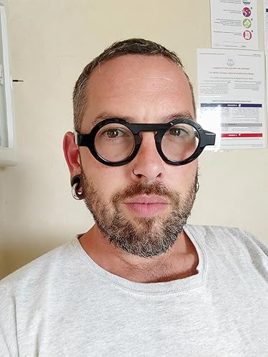 Miniatura 3 de Lentes de lectura con bloqueo de luz azul para hombresmujeres 0.0 Retro Redondo Anti fatiga ocular Negro Lector Milo FT0969