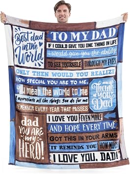 Joiedomi Fathers Day Blanket Dad Birthday Gift Soft Flannel Dad Blanket from Daughter Son for Fathers Day Anniversary Christmas 50" x 60" Blue