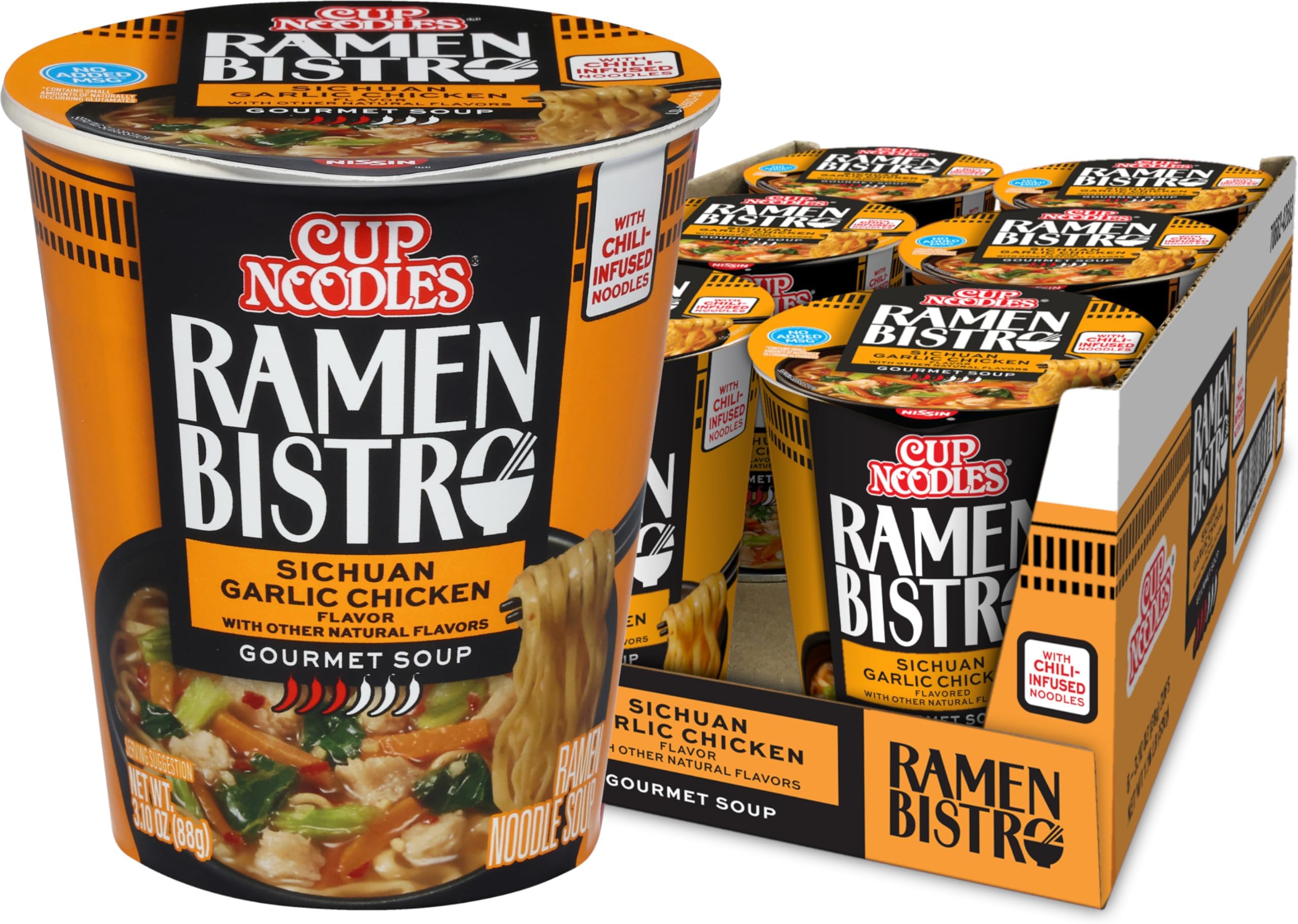 Cup Noodle Ramen Bistro, Sichuan Garlic Chicken, 3.1 Ounce (Pack of 6)