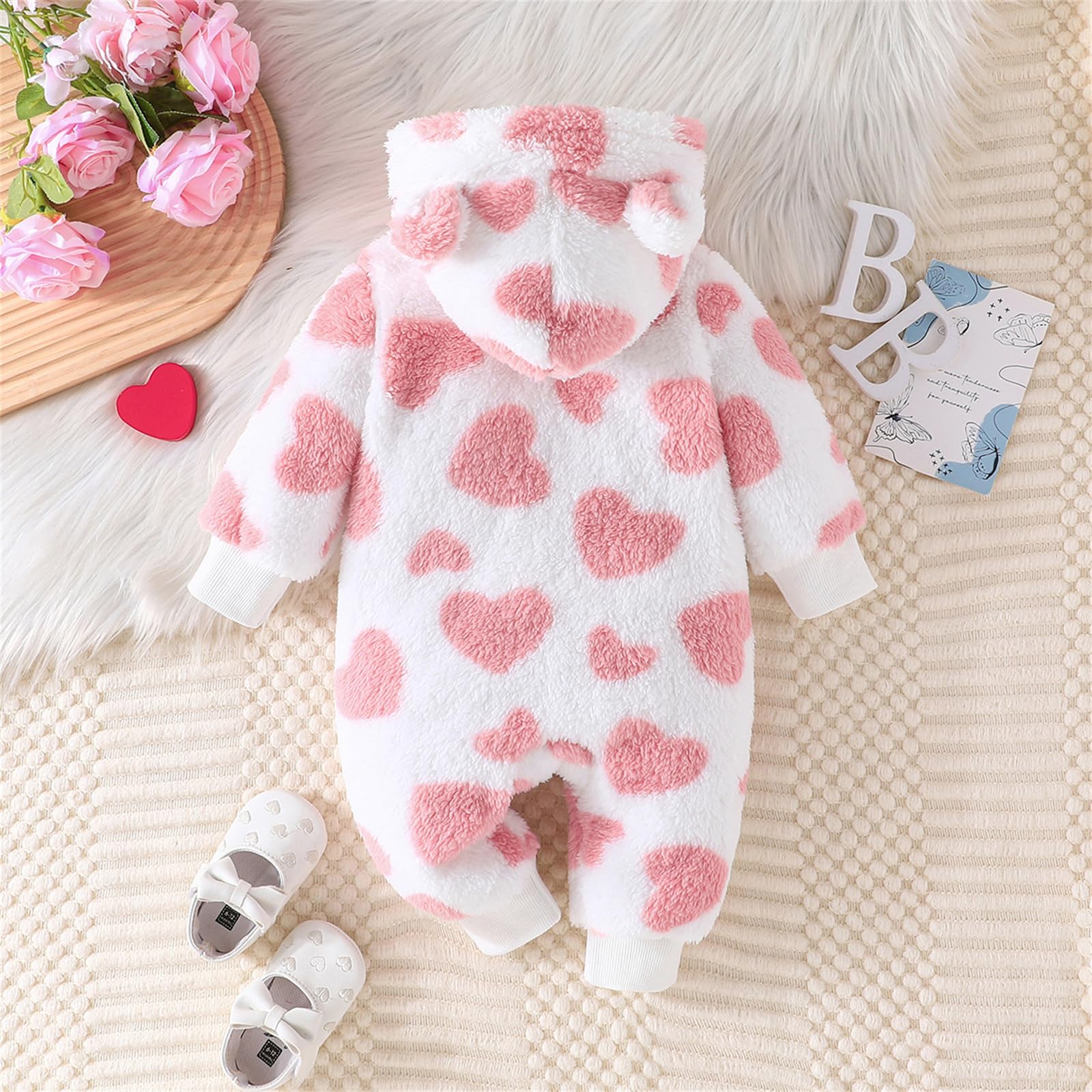 Combinaison de neige ourson polaire bébé une pièce à capuche Rose 3-6 Mois