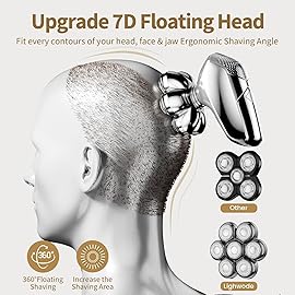SHPAVVER Head Shavers for Bald Men: 5-in-1 Electric Razor - IPX7 Waterproof Shaving Grooming Kit for Balder - Turbo Speed & Precision Blades (White Silver)