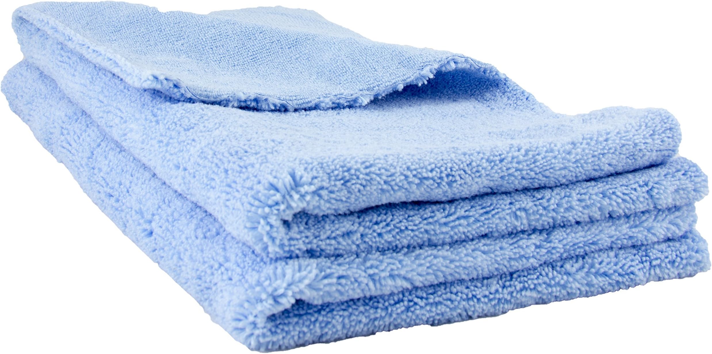 Slush HD Edgeless Microfiber Auto Detailing Car Cleaning & Polishing Towels 80% Polyester & 20% Polymide Blend - 380GSM - 24’’X15’’ - Different Fiber Length Sides - Light Blue - Pack of 2