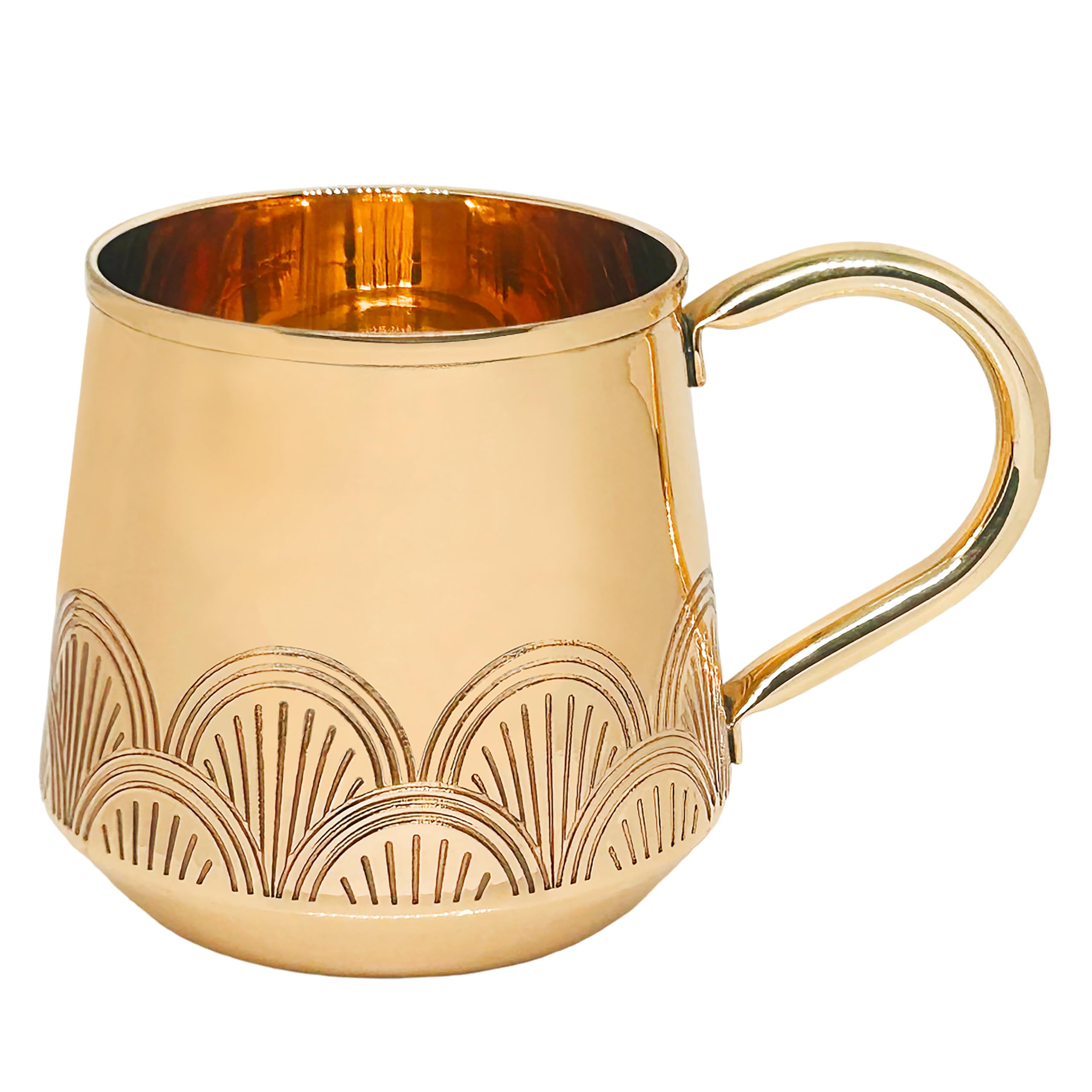 Amazon.com | Luene Brass Mug Tumbler with Handle and Etched Design -  Vintage, Mid-century, Modern, Art-Deco, Contemporary Metal Drinking Cup -  Festive Holiday Special Occasion Glasses - Gold Colored 16 Oz Glass: