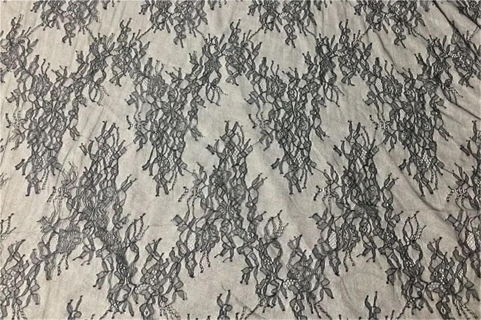 150 cm szerokości, przezroczyste i delikatne rzęsy, koronka, haft, tkanina, akcesoria do szycia, tkanina do szycia (złamana biel)