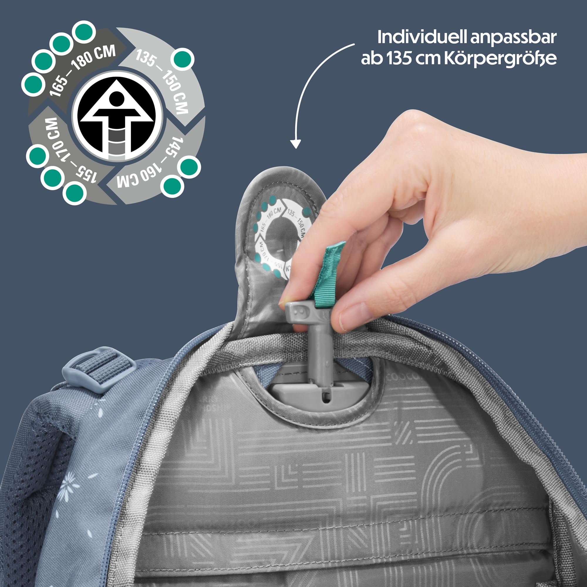 Coocazoo PORTER Schulrucksack „Bloomy Daisy”, hellgrau, ergonomischer & anpassbarer Tornister, höhen- & größenverstellbar, mit Brustgurt & Hüftgurt, ab der 3. Klasse