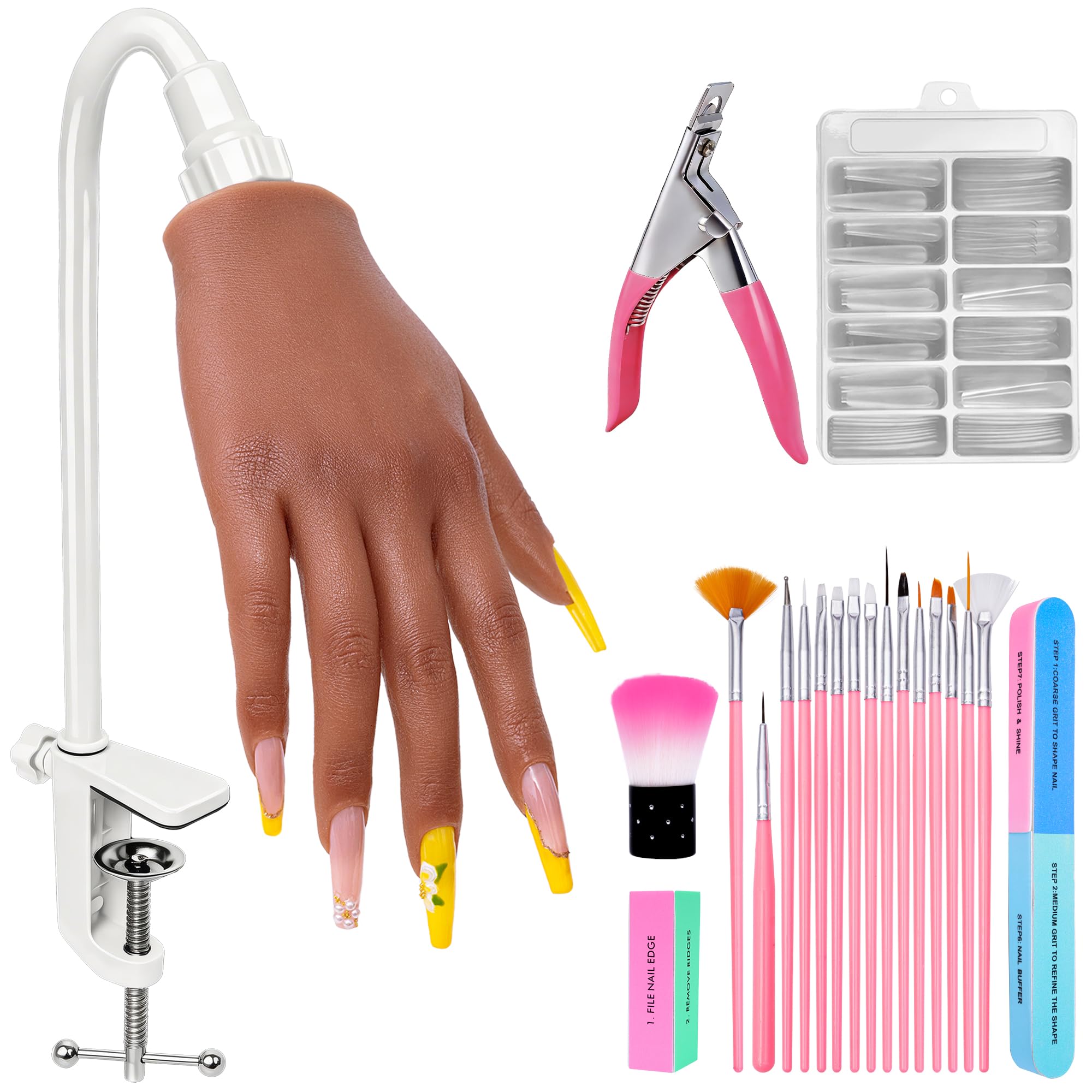 Realistic Silicone Practice Hand for Acrylic and Gel Nail Training Kit