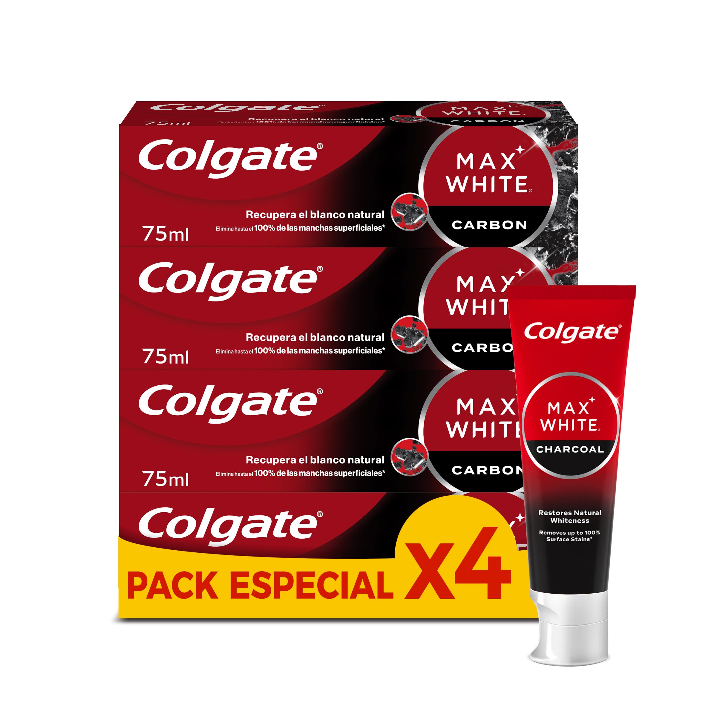 Pasta Dental Colgate Max White Charcoal 4x75ml