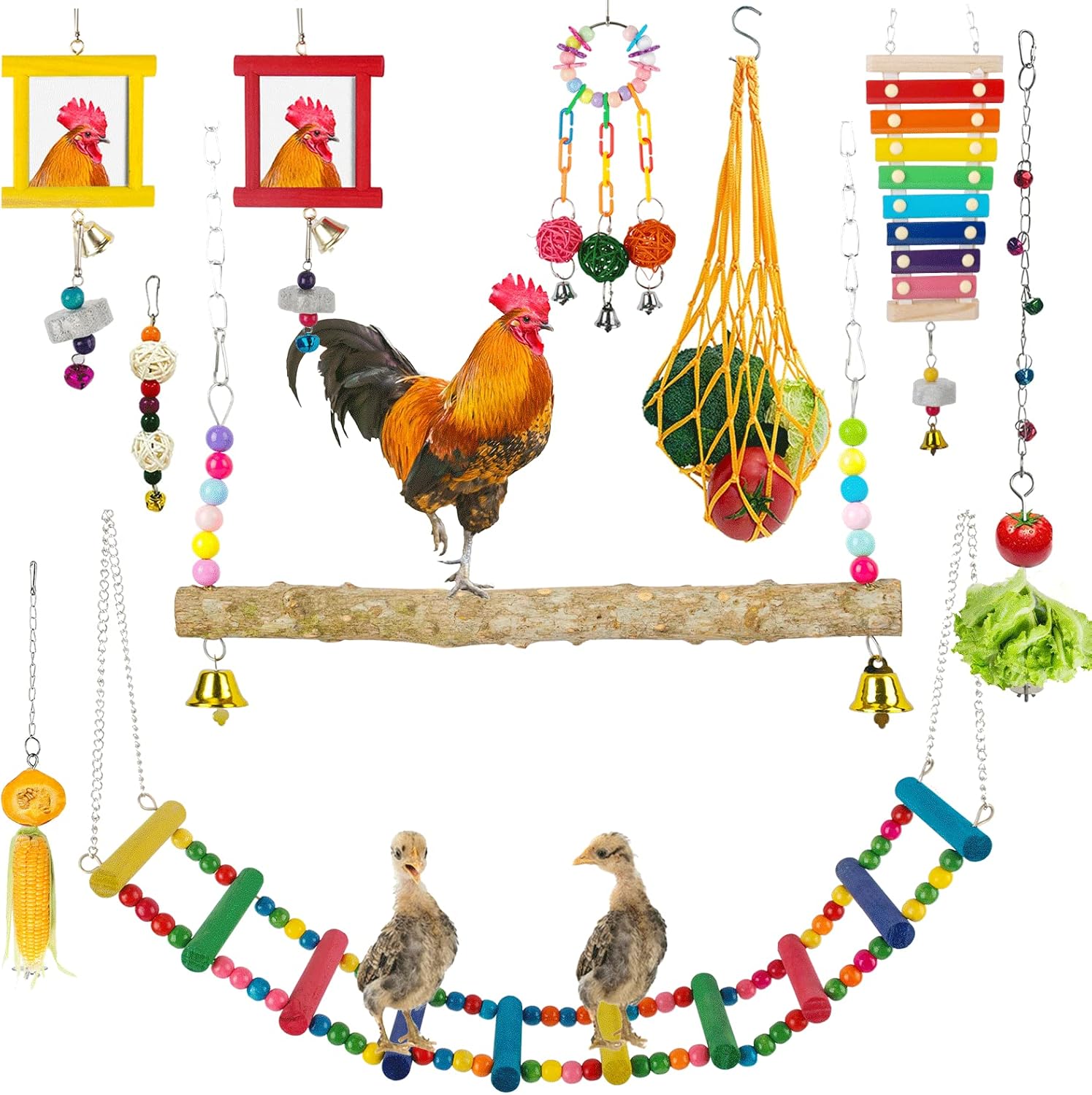 ALI2 10PCS Chicken Toys for Coop Chicken Xylophone Toy Chicken Bridge