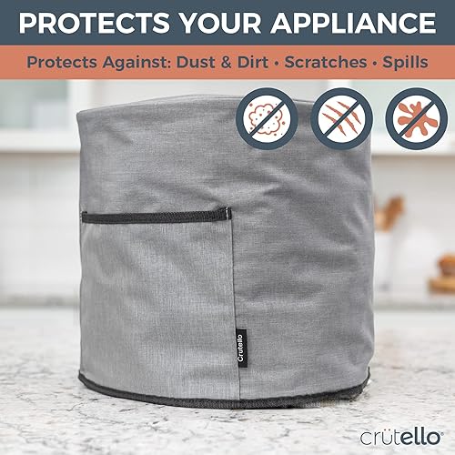 Miniatura 4 de Crutello Cubierta antipolvo con bolsillo de almacenamiento, compatible con olla instantánea de 8 cuartos de galón, mide 13.25 x 14.75 pulgadas