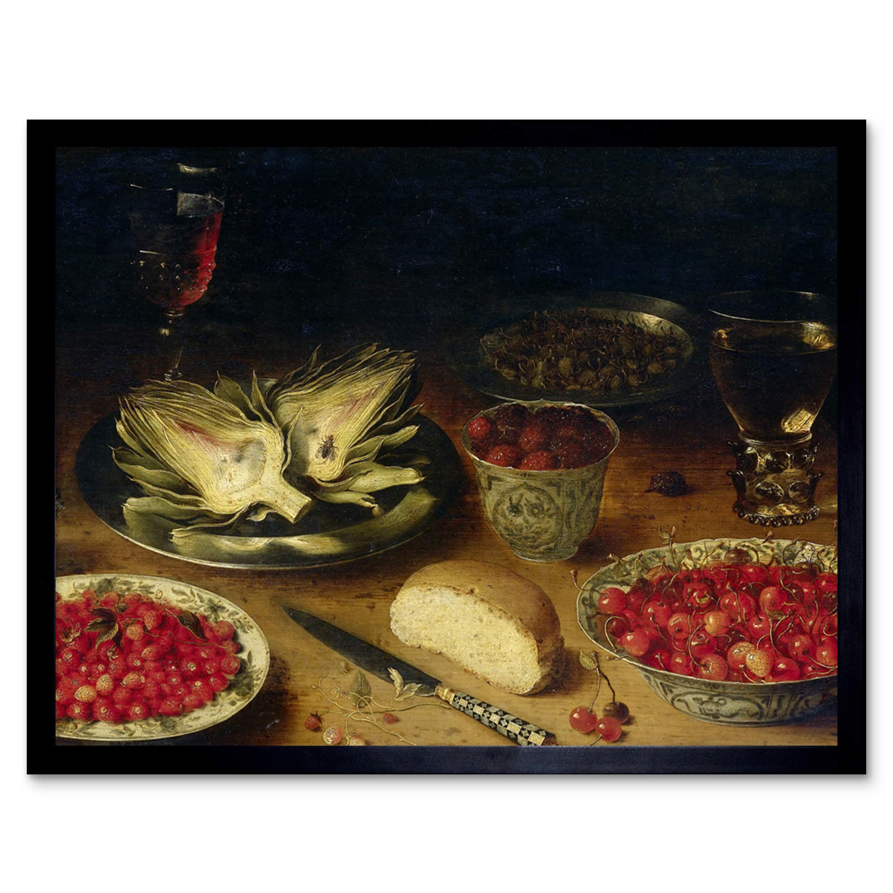 Artery8 Osias Beert Still Life Artichoke Painting Art Print Framed Poster Wall Decor 12x16 inch