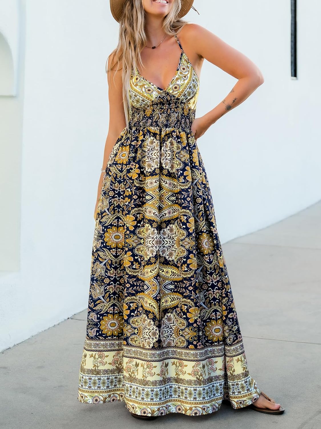 CUPSHE Womens Summer Maxi Dress 2026 Sleeveless Long Sundresses Spaghetti Strap Flowy Boho Beach Vacation Dress - Image 4