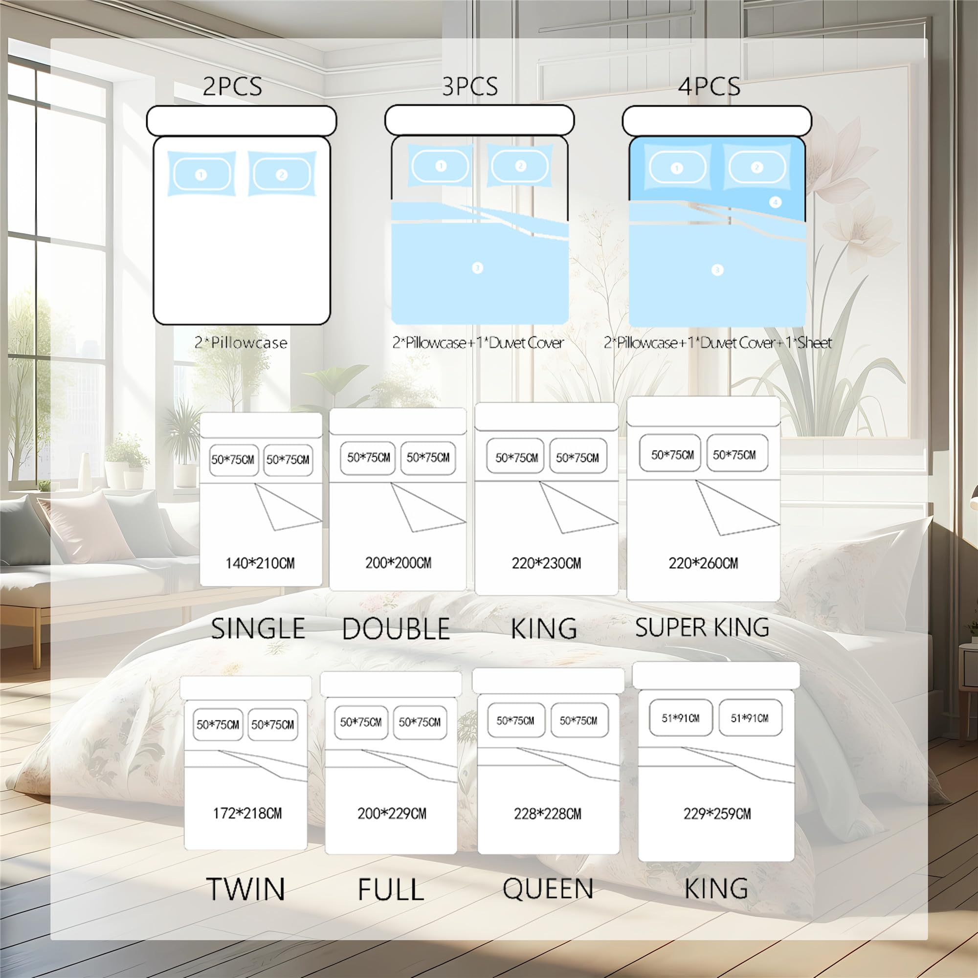 REALIN Copripiumino Rosa Sofisticata Rosa Fiorita Set Biancheria Letto Floreale,3/4PCS Copripiumini/Lenzuola/Federe,Singolo,Matrimoniale,King (A,King-220×230cm-3PCS)