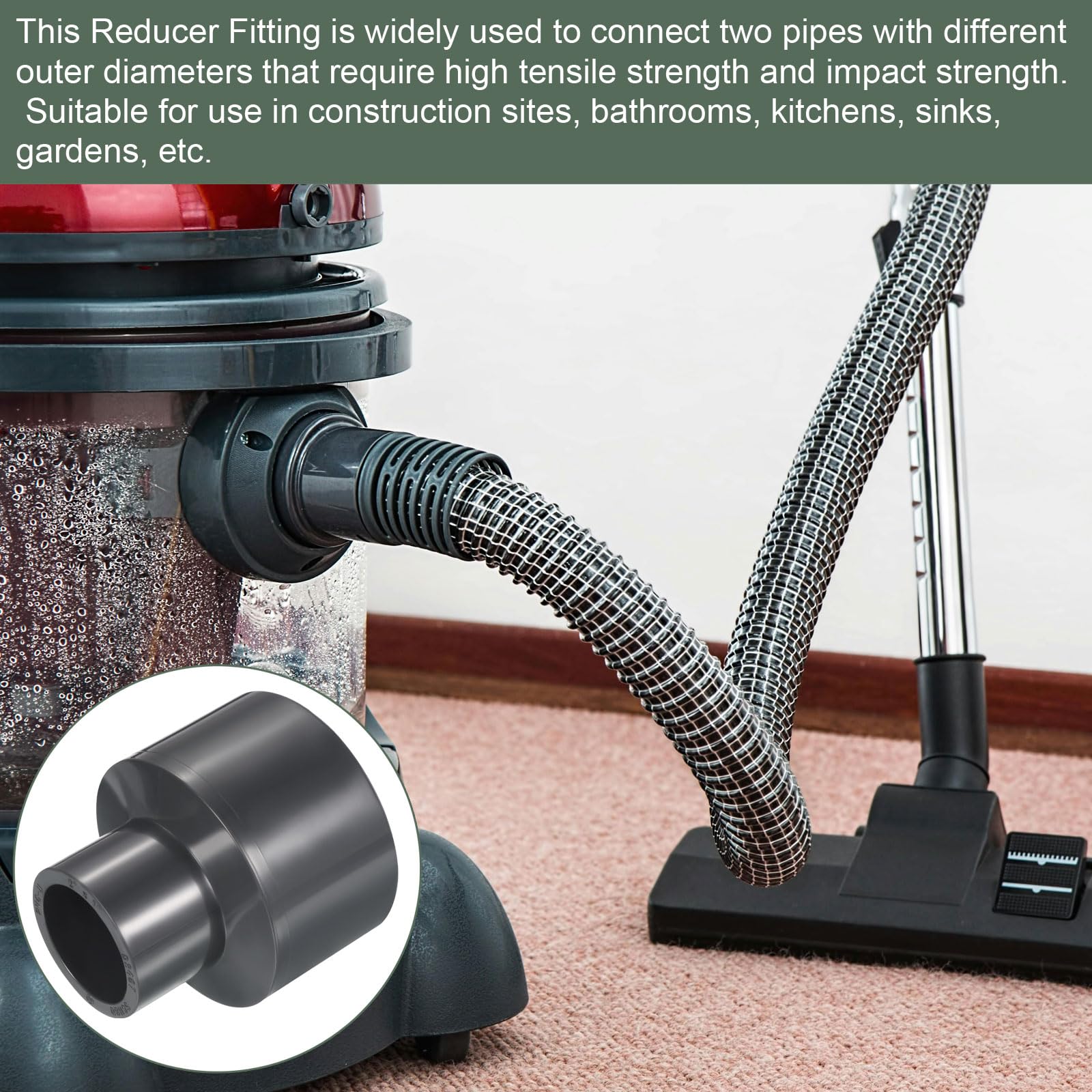 YOKIVE UPVC Reducer Fitting, Straight Adapter Connector Connect Pipe Socket Schedule 80, Great for Bathroom Kitchen - Image 3
