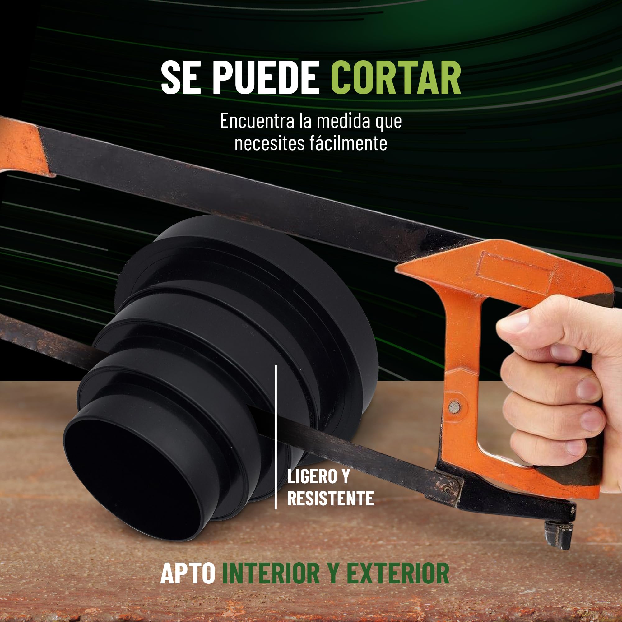 CONTROL GARDEN Reductor Universal para Sistemas Ventilación - Acople Conector para Conductos Ventilación Diámetro Ø 80 100 120 125 150 mm - Reductor Tubo Negro
