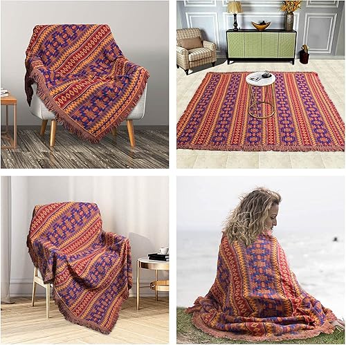 Miniatura 9 de Manta azteca nativa americana manta bohemia tribal del suroeste acogedor sofá cama viaje a la playa 50 x 70 pulgadas