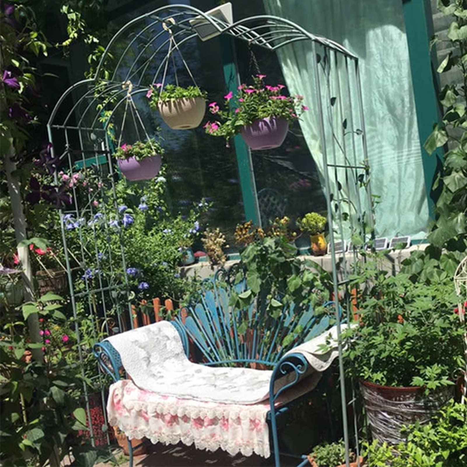 SDdPulse Archi da giardino in metallo, arco da giardino retrò alla moda, squisito motivo traliccio pergolato, pergolato pergolato, resistente alle intemperie e autoportante, per piante rampicanti e