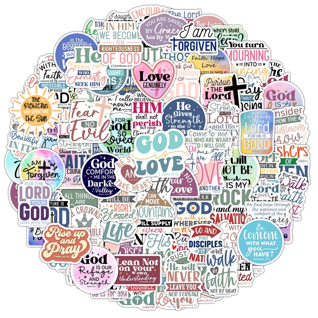 100 Pack Christian Scripture Stickers Faith Inspiring Religious Gifts for Christmas, Journaling, Water Bottles, Bible Verse Stickers, Christian Gifts for Women, Kids, Teens, Boys and Girls (Scripture)