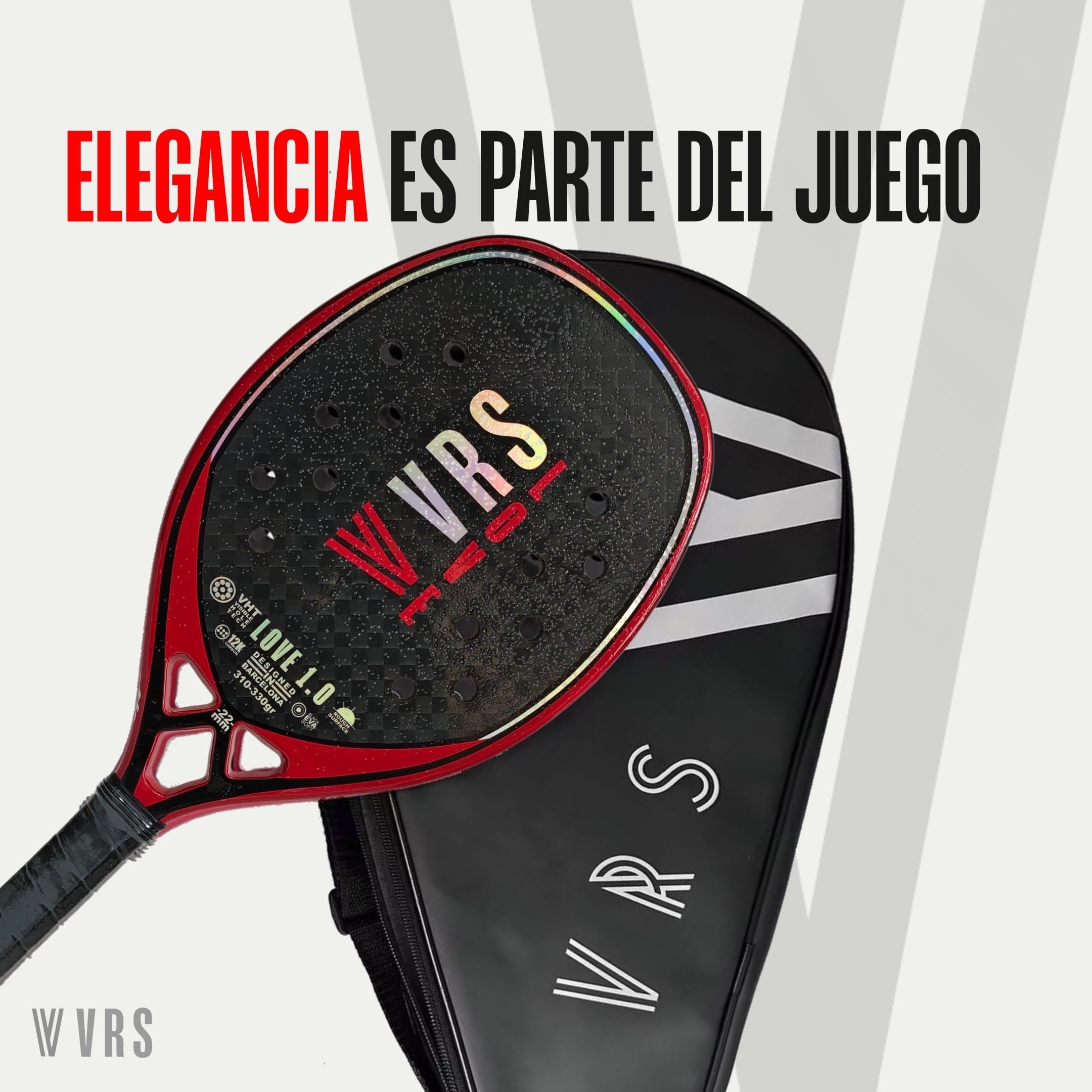 Raqueta Beach Tennis Profesional VIRUS Love 1.0 Carbono 12K Black EVA Soft Balance Medio Control Potencia