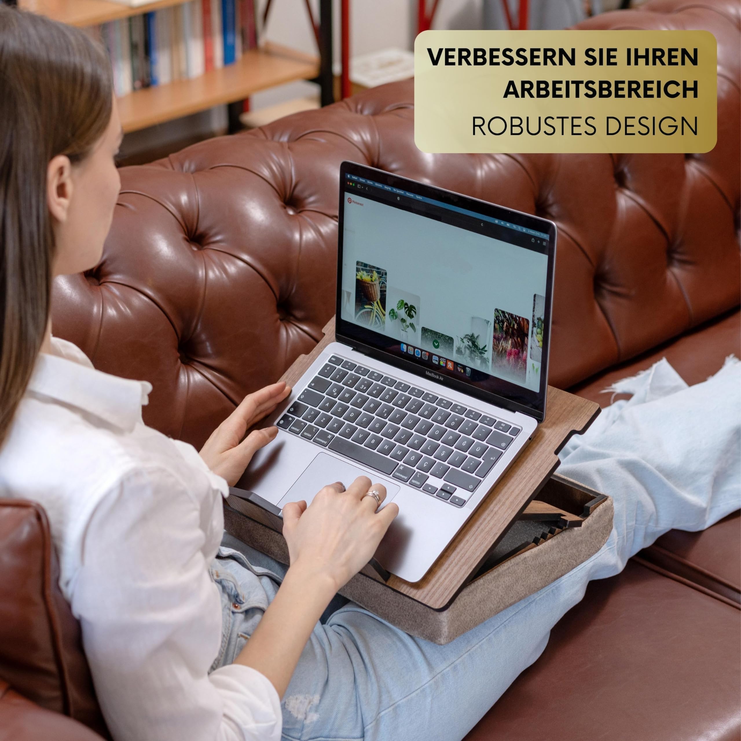 Vigo Wood Buchständer mit Stauraum, Buchhalter, Leseständer, Kochbuchhalter, Rezeptbuch Ständer, Holz Buchstützen zum Lesen, Kochbuchständer für die Küche, Buchhalter zum Lesen im Bett (Walnuss)