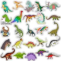 Vista 3 de SUNVIME Juego de calcomanías de dinosaurio, 50 unidades, lindas botellas de agua de dinosaurios, calcomanías de vinilo impermeables para laptop