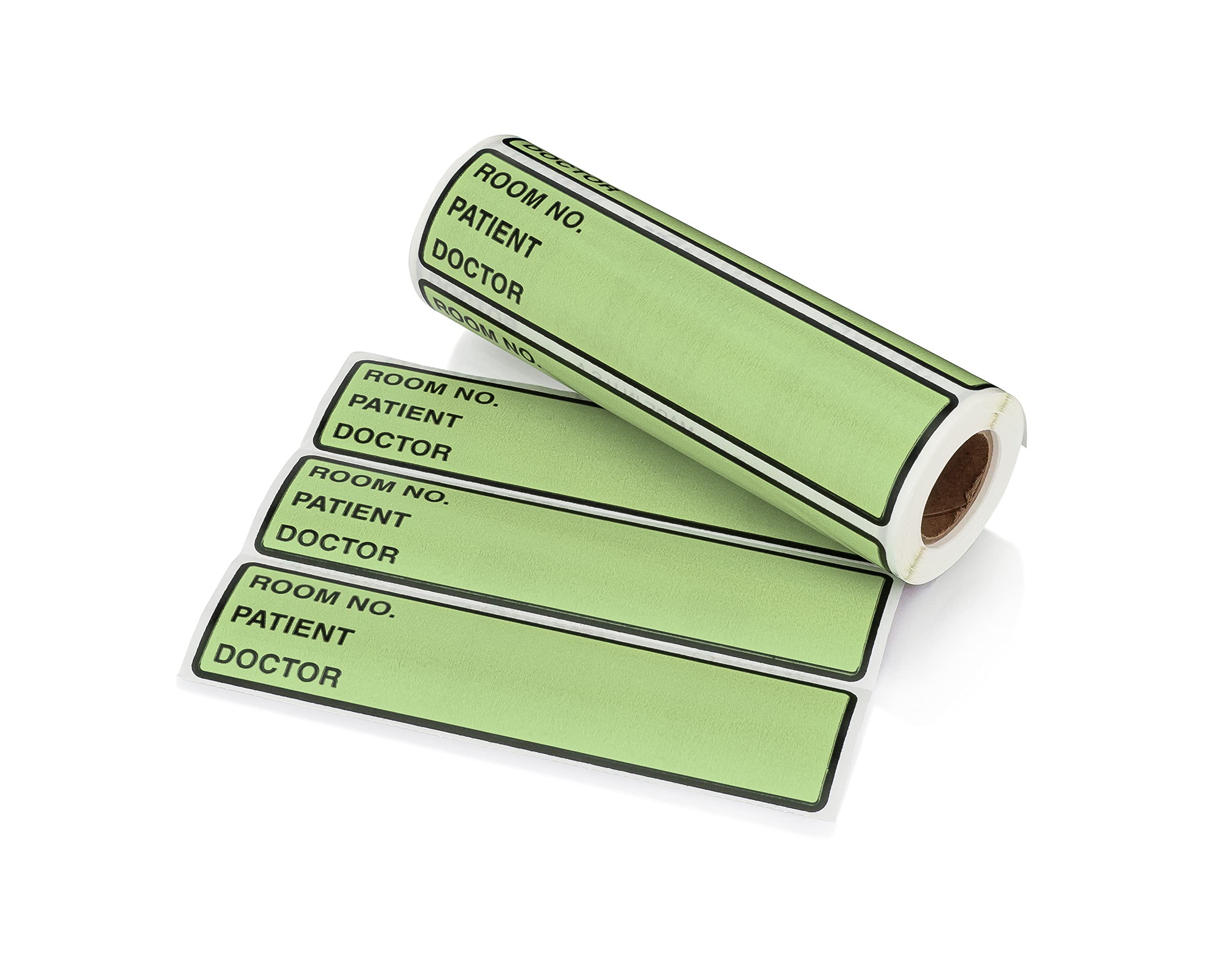 Carstens Patient I.D. Adhesive Medical Chart Labels for 1.5” – 4” Ring Binder Spines – Pre-Printed Sticker Labels (Room No. / Patient/Doctor), 5 3/8” x 1 3/8”, Lime, Roll of 200