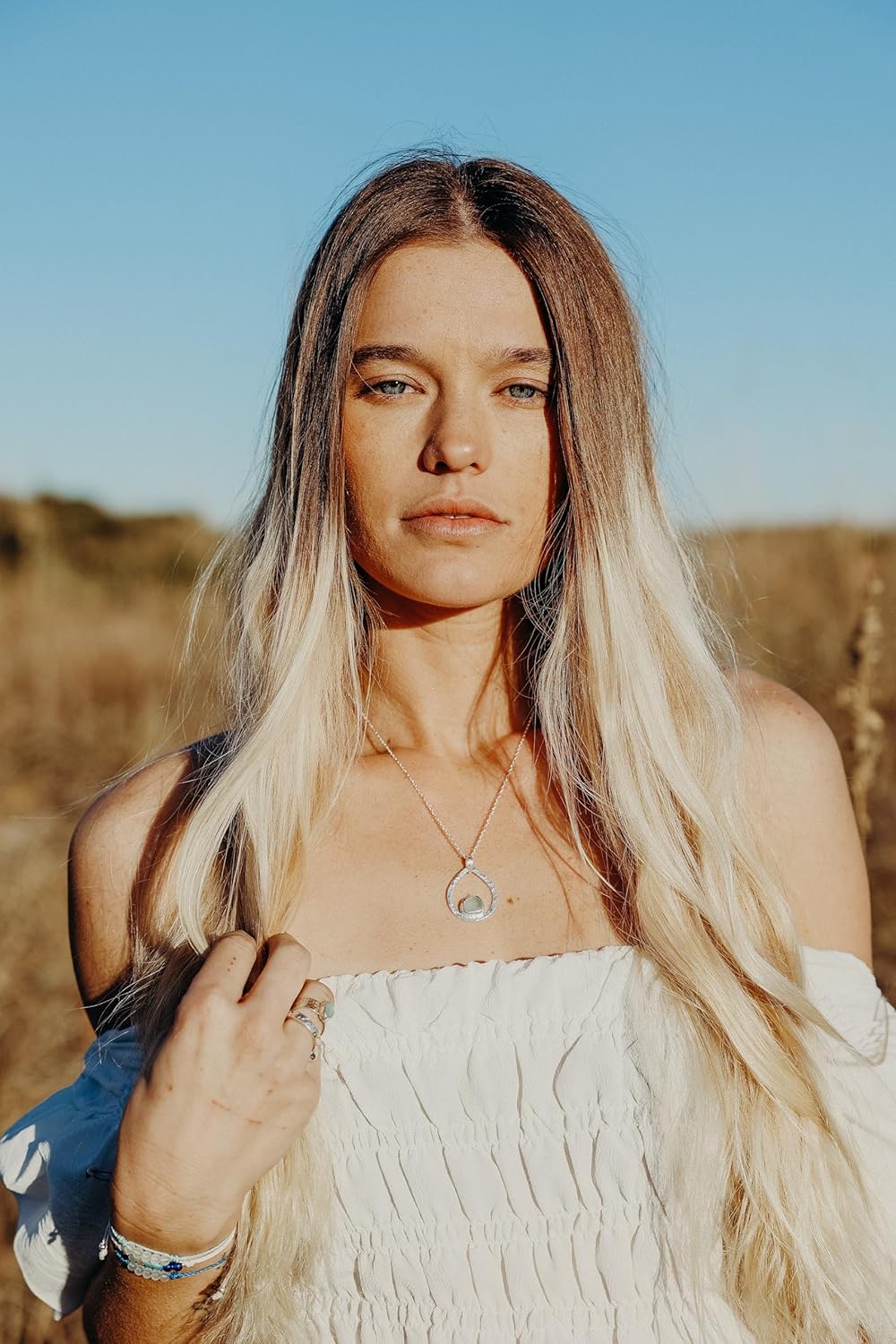 Aqua Bezeled Sea Glass Teardrop Necklace-Sterling Silver Teardrop Pendant with Bezeled Beach Glass-Ocean Necklace for Mermaids-Ready to Give as a Gift